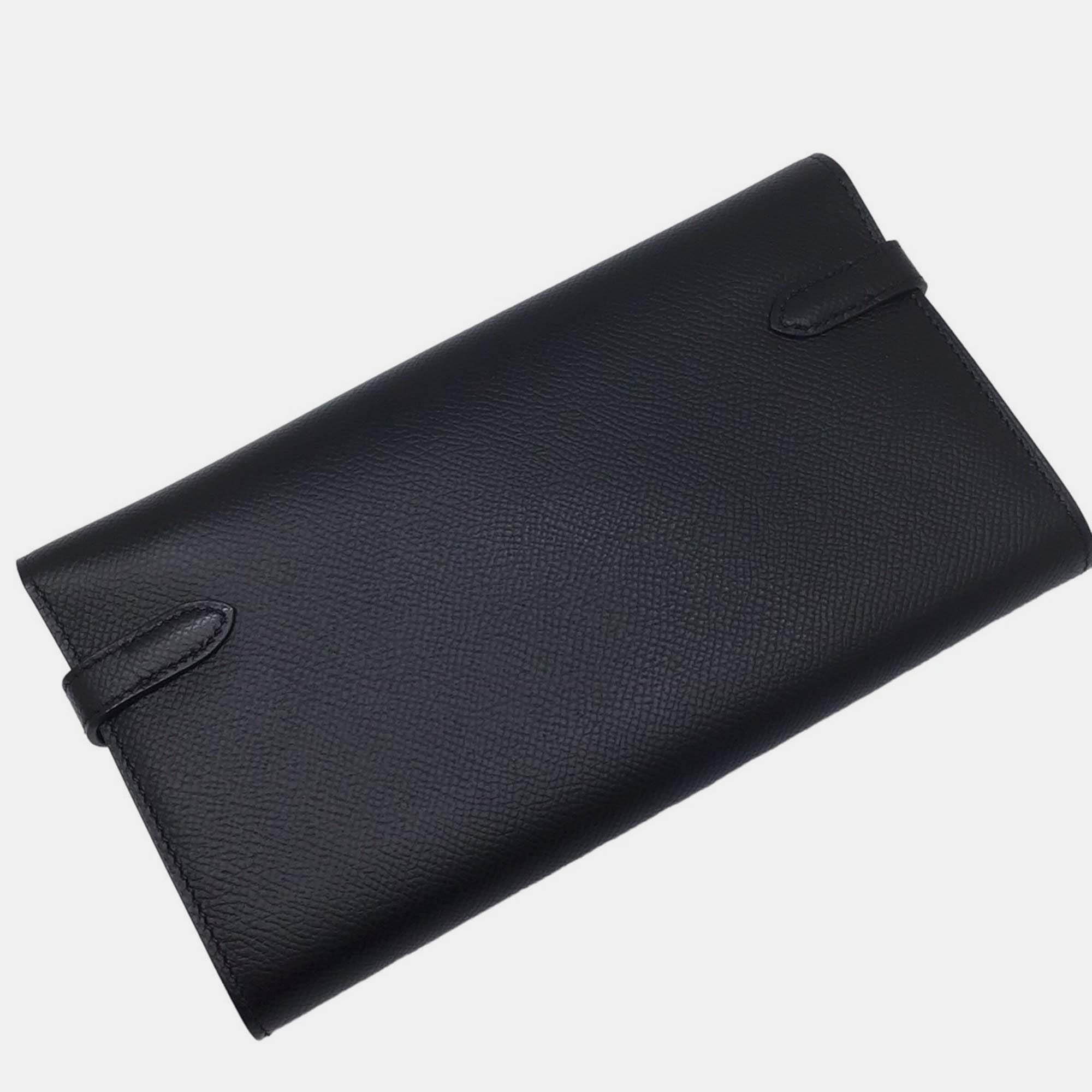 Hermes Black Epsom Leather Kelly Long Wallet