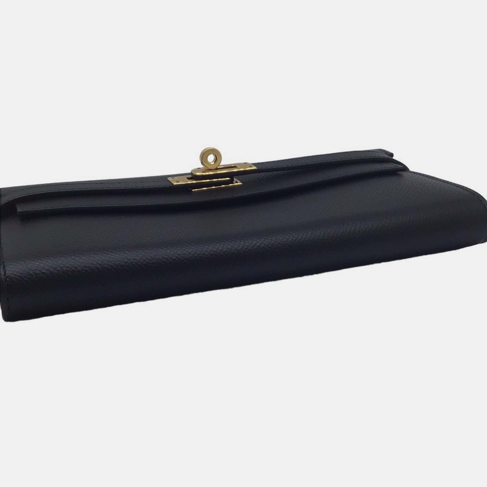 Hermes Black Epsom Leather Kelly Long Wallet