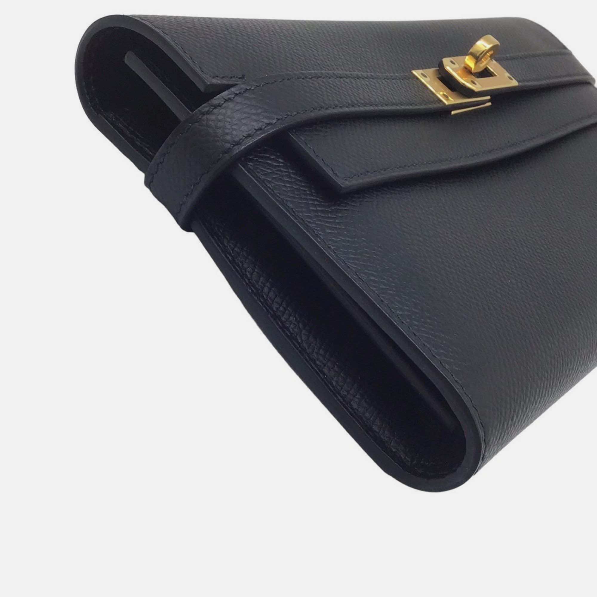 Hermes Black Epsom Leather Kelly Long Wallet