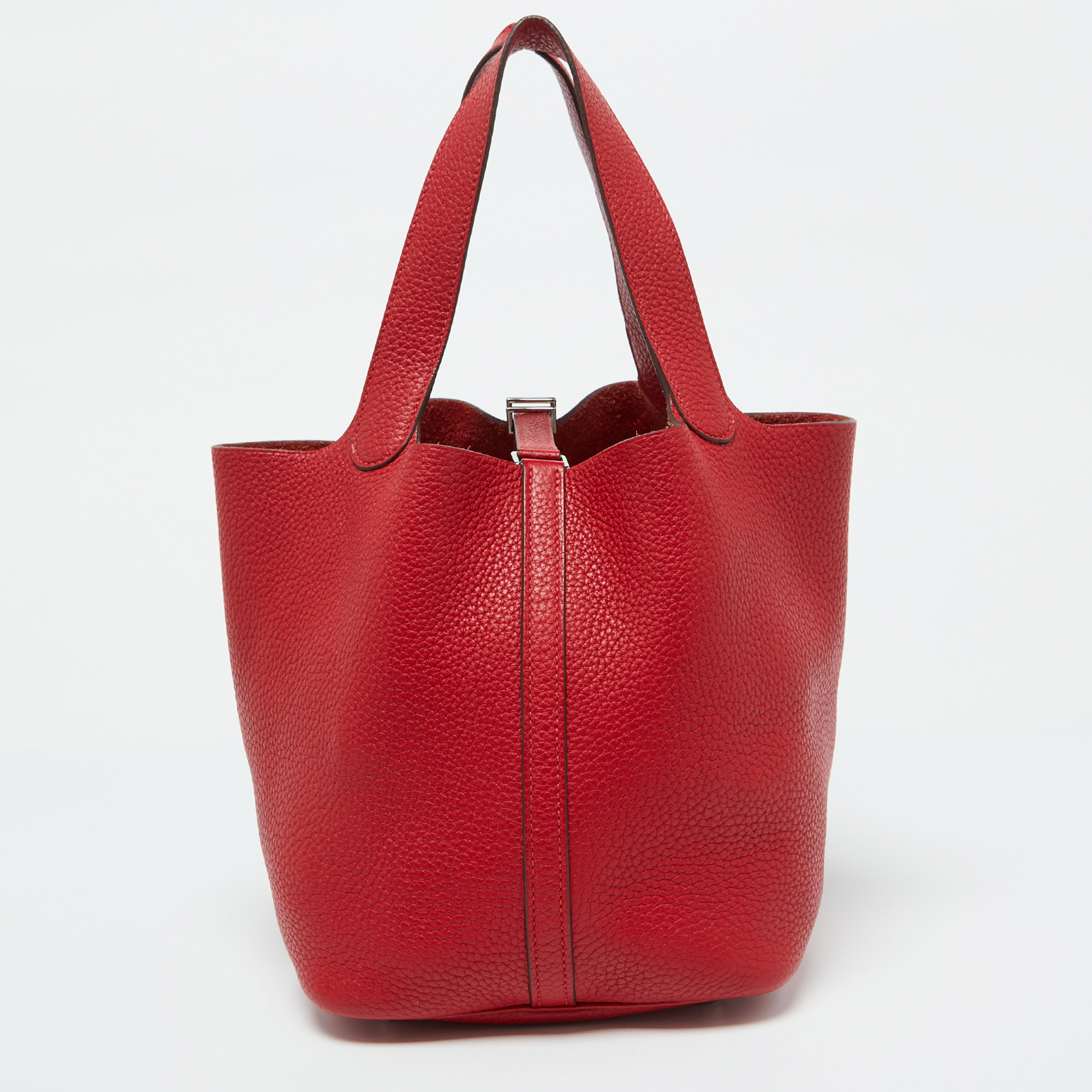 Hermes Rouge Garance Taurillon Clemence Leather Picotin Lock 22 Bag