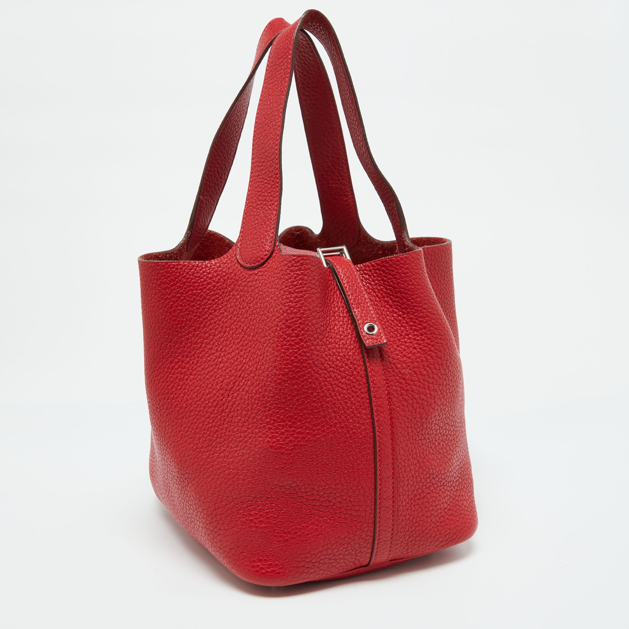 Hermes Rouge Garance Taurillon Clemence Leather Picotin Lock 22 Bag