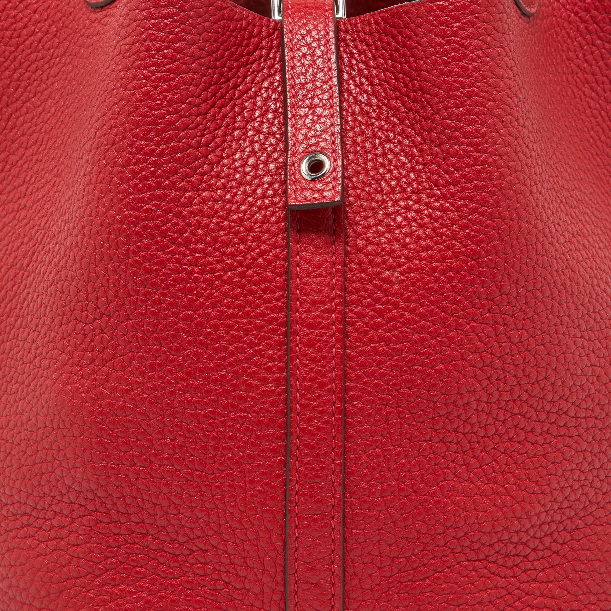 Hermes Rouge Garance Taurillon Clemence Leather Picotin Lock 22 Bag