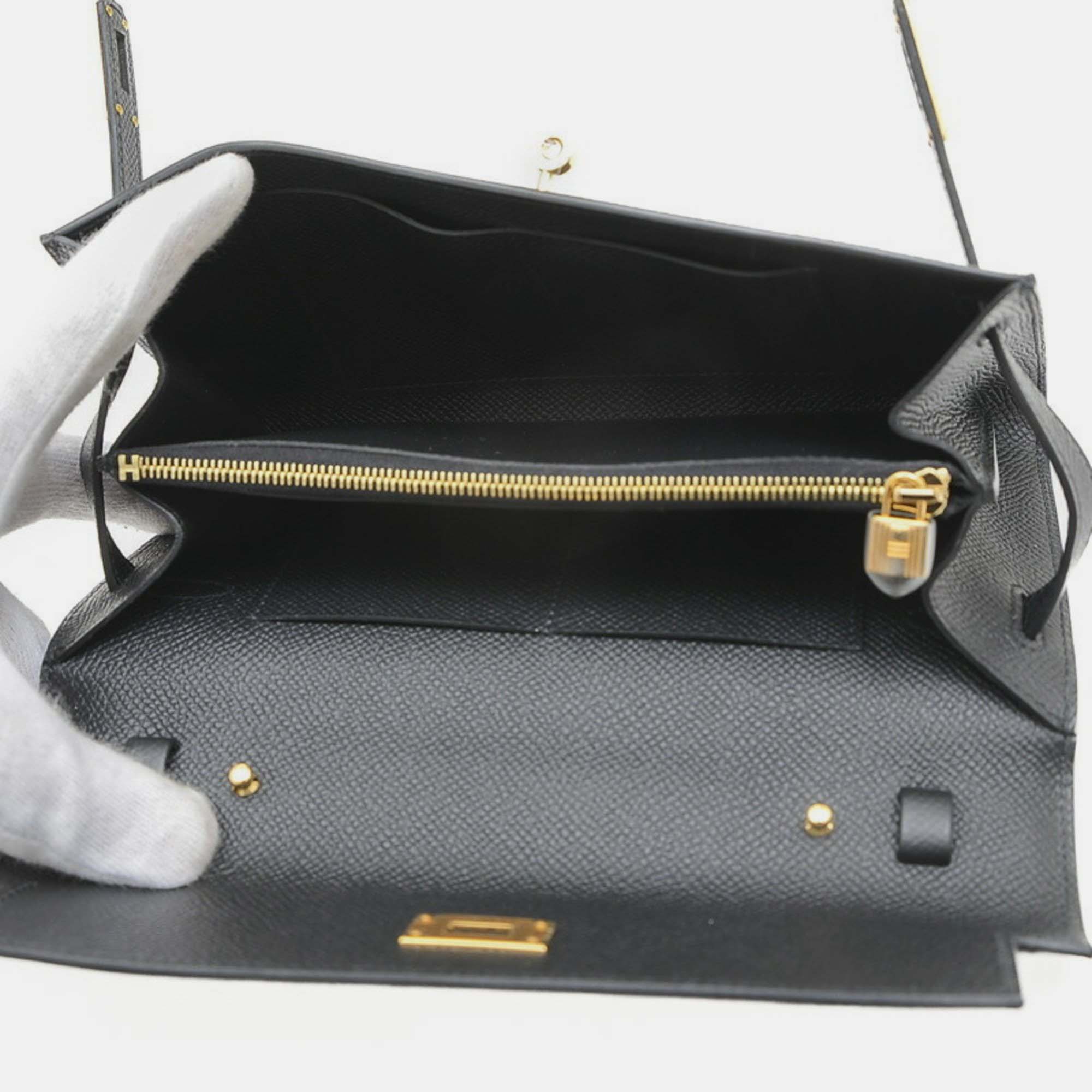 Hermes Black Epsom Kelly To Go Shoulder Bag