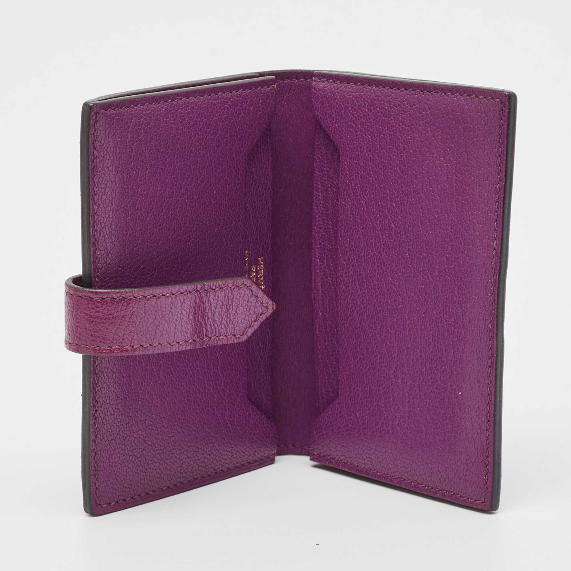 Hermes Anemone Chevre Chamkila Leather Bearn Card Holder