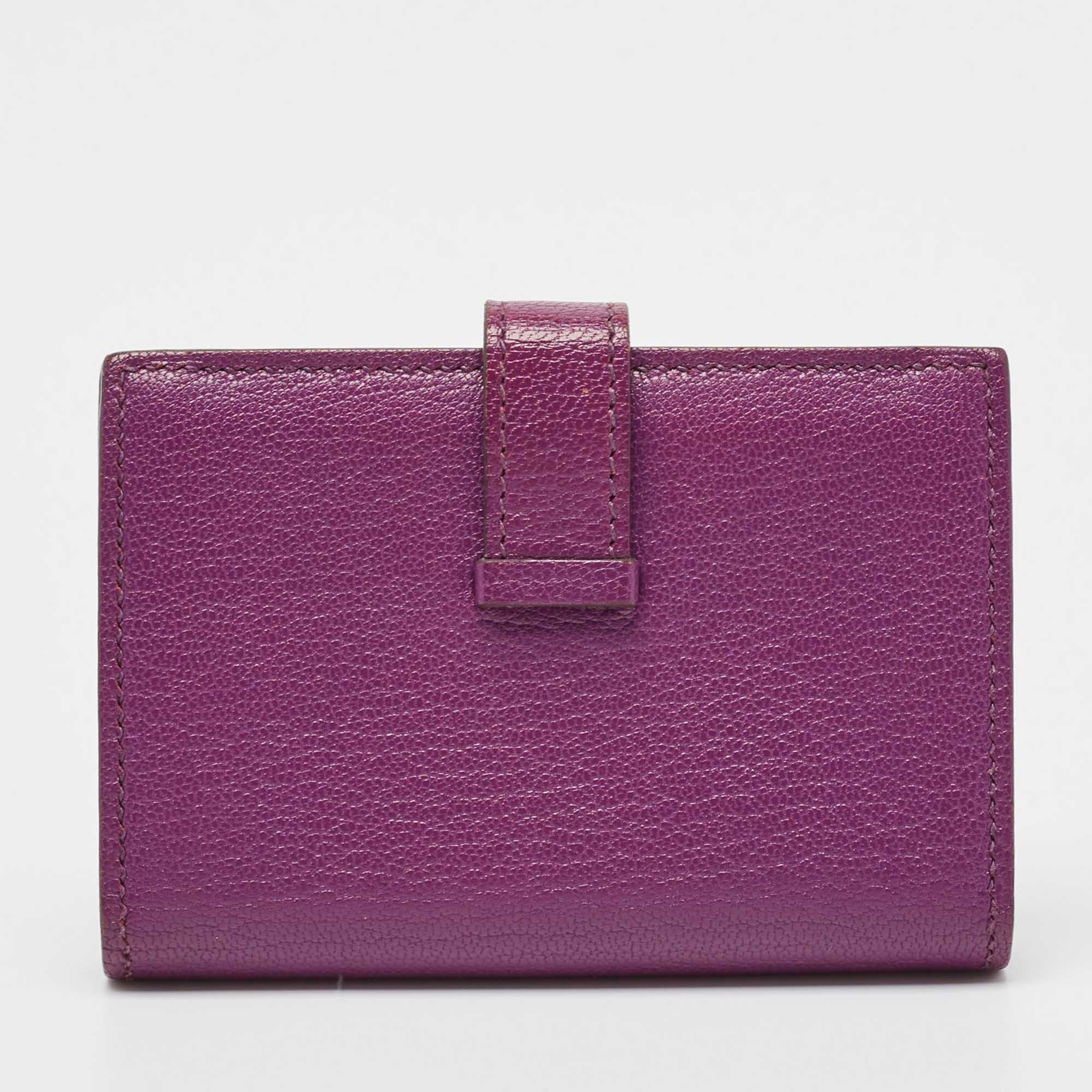 Hermes Anemone Chevre Chamkila Leather Bearn Card Holder