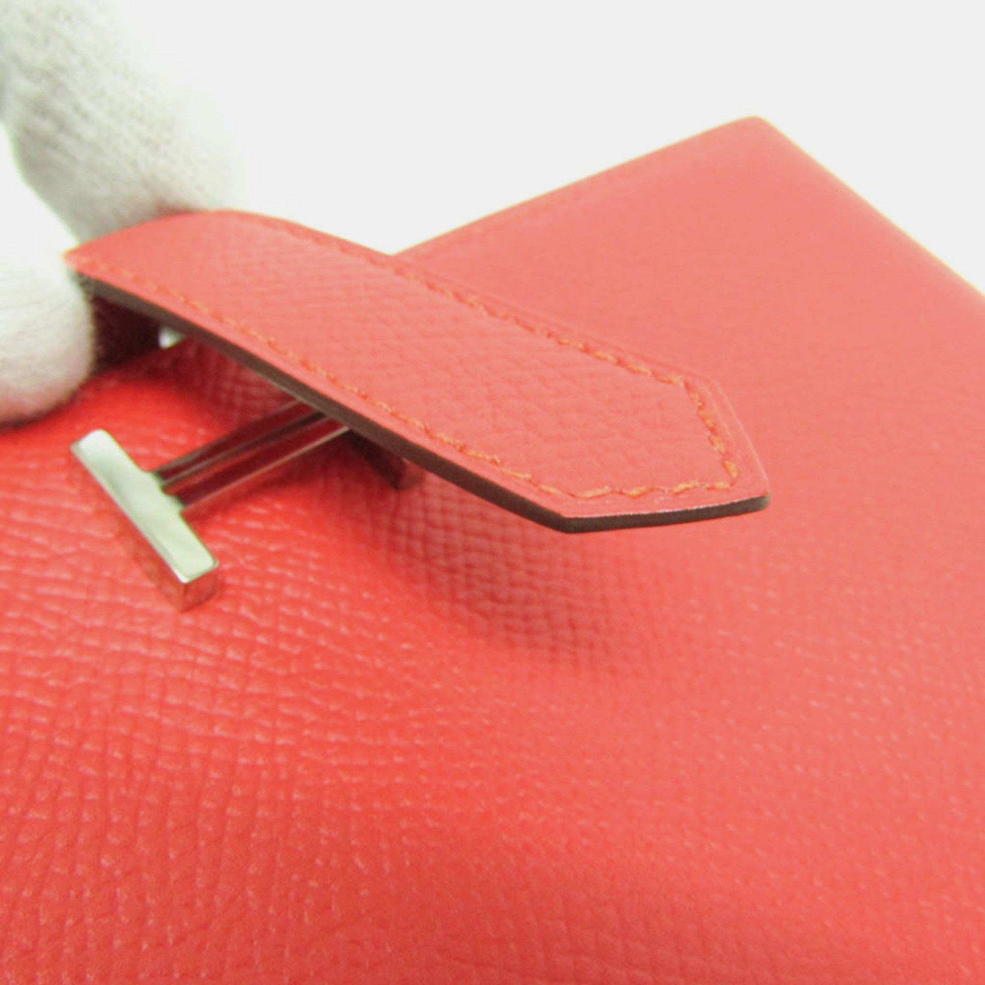 Hermes Red Epsom Leather Bearn Soufflet Wallet