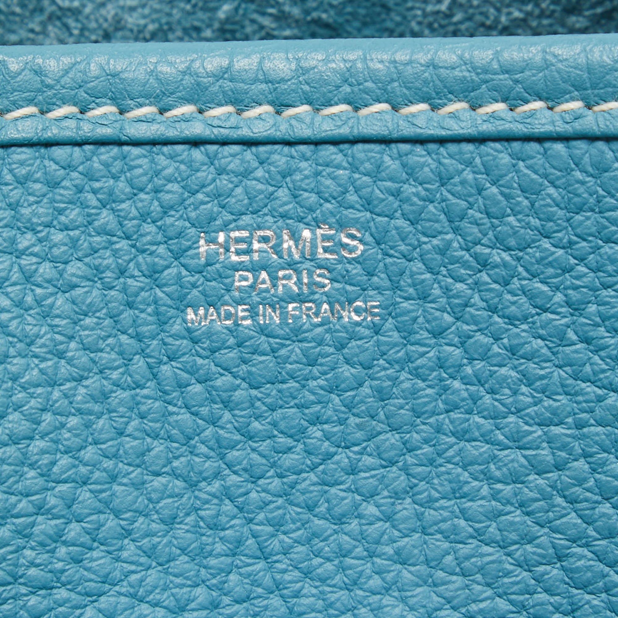 Hermes Bleu Jean Togo Leather Evelyne III GM Bag