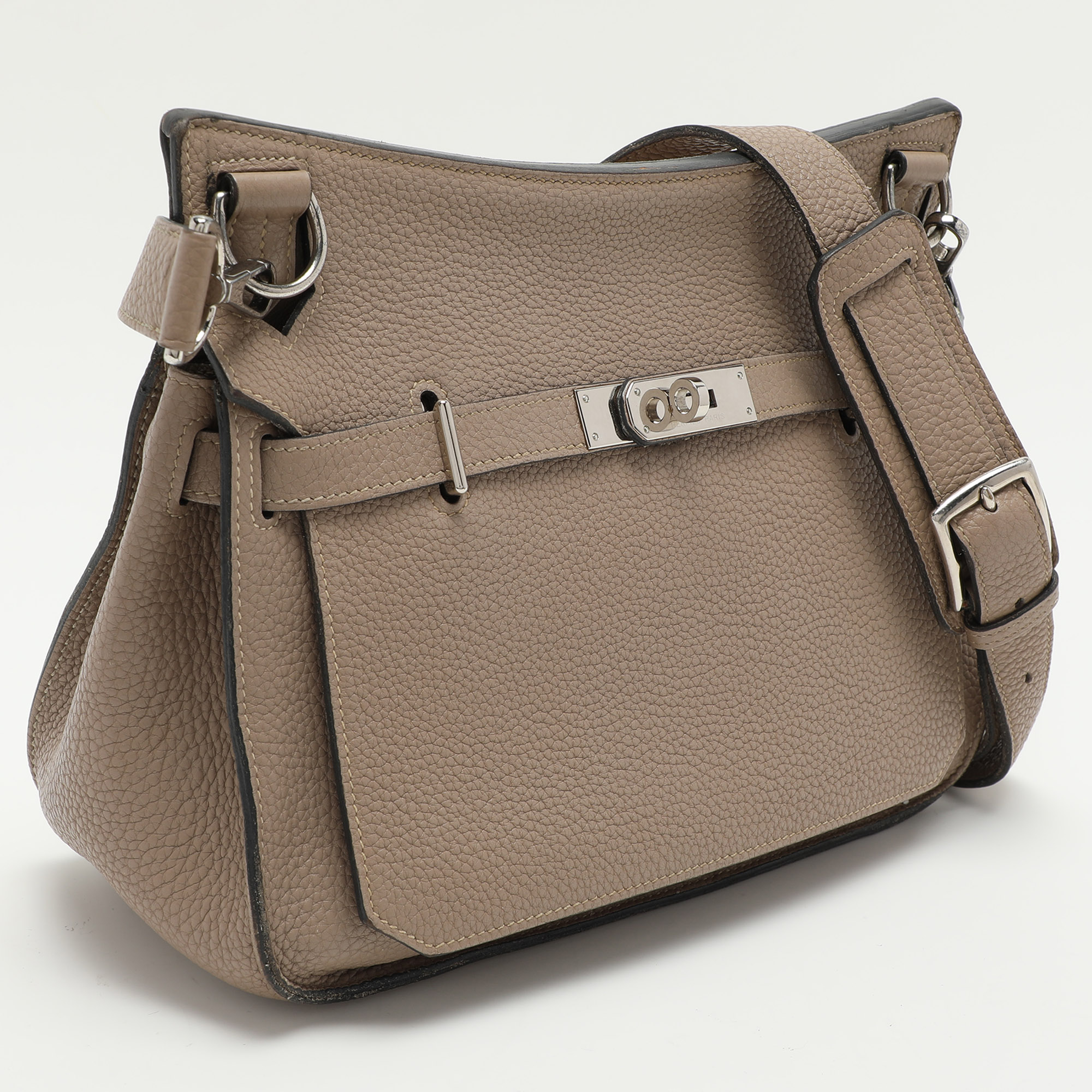 Hermes Grey Clemence Leather Jypsiere 28 Bag