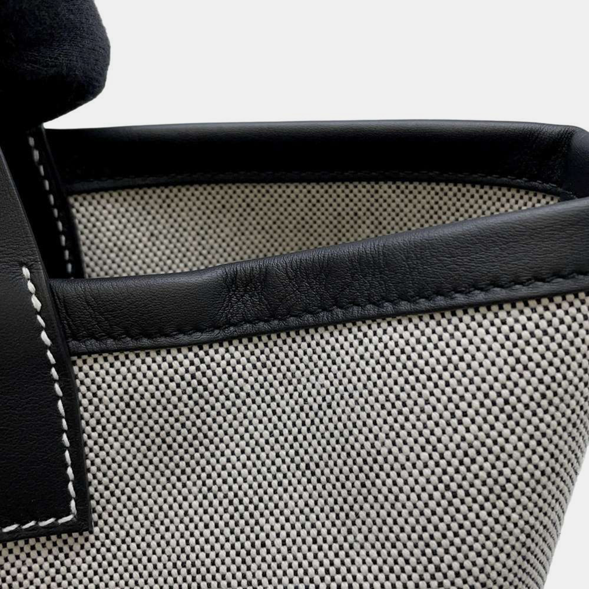 Hermes Black/Gray Toile H Swift Leather Steeple Bag 25