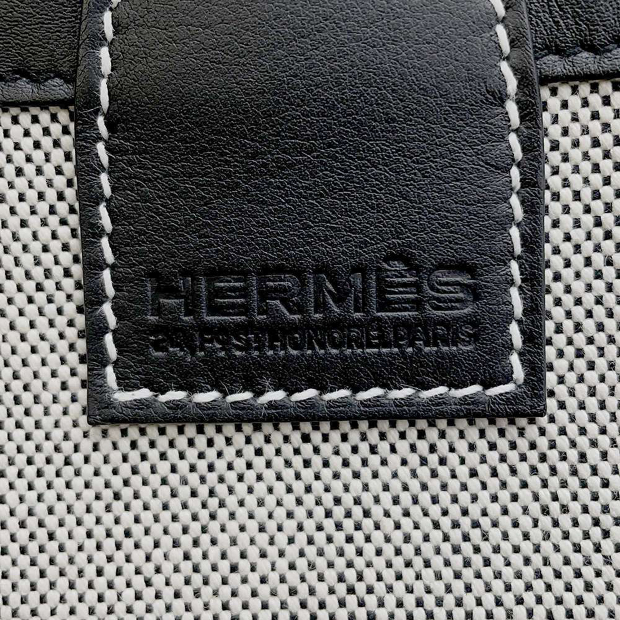 Hermes Black/Gray Toile H Swift Leather Steeple Bag 25