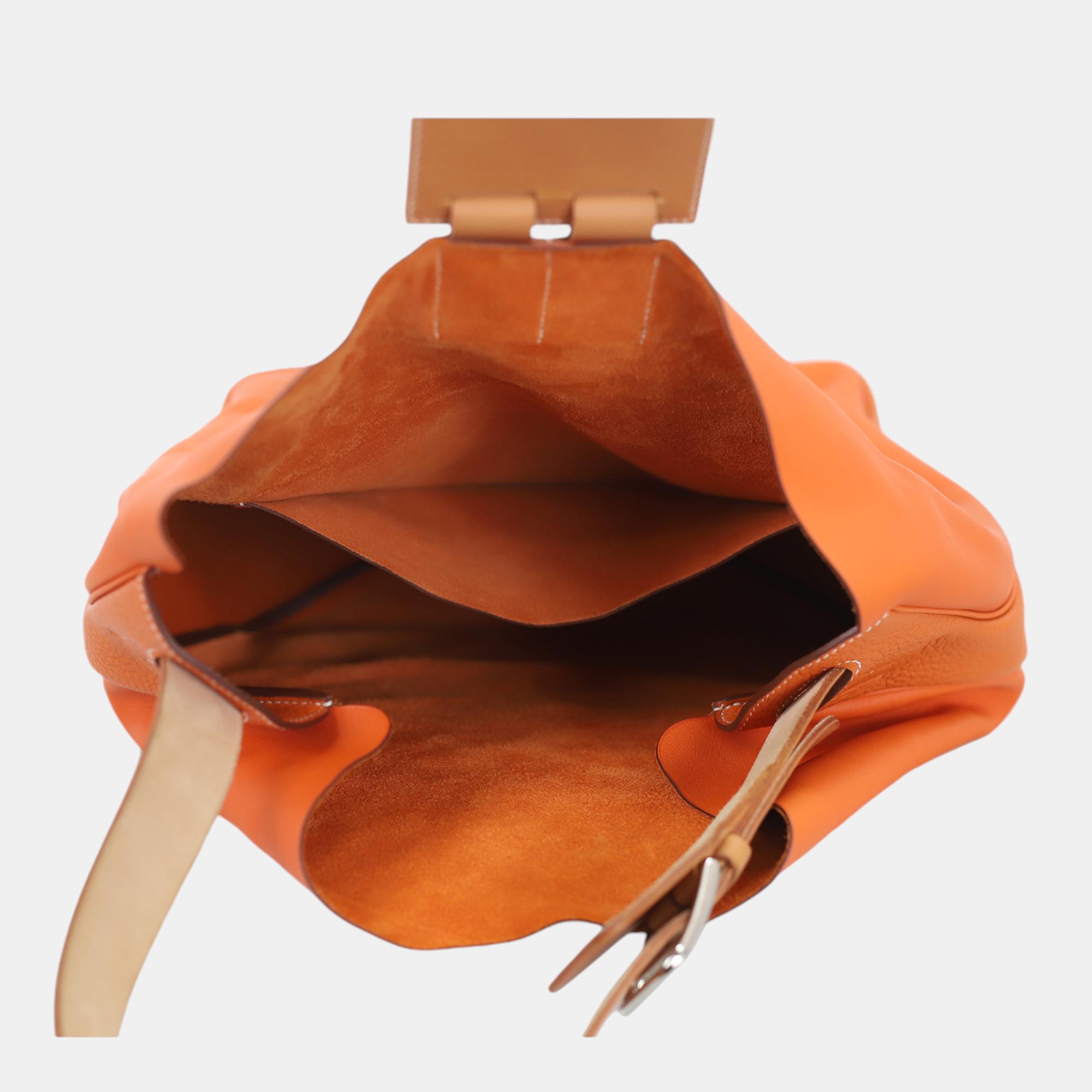 Hermes Orange/Brown Swift And Clemence Leather Virevolte 29 Bag