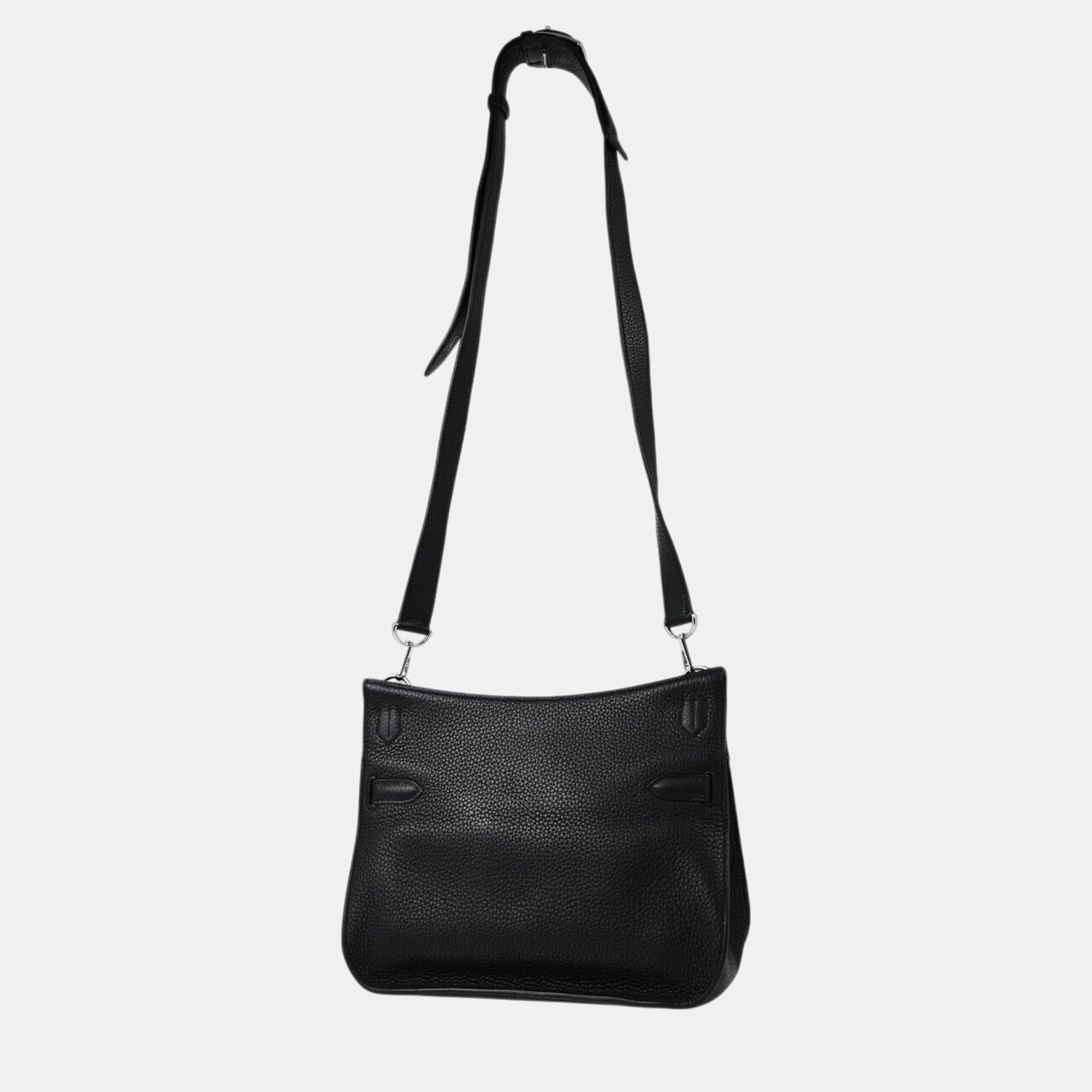 Hermes Black Taurillon Clemence Jypsiere 28 Shoulder Bag