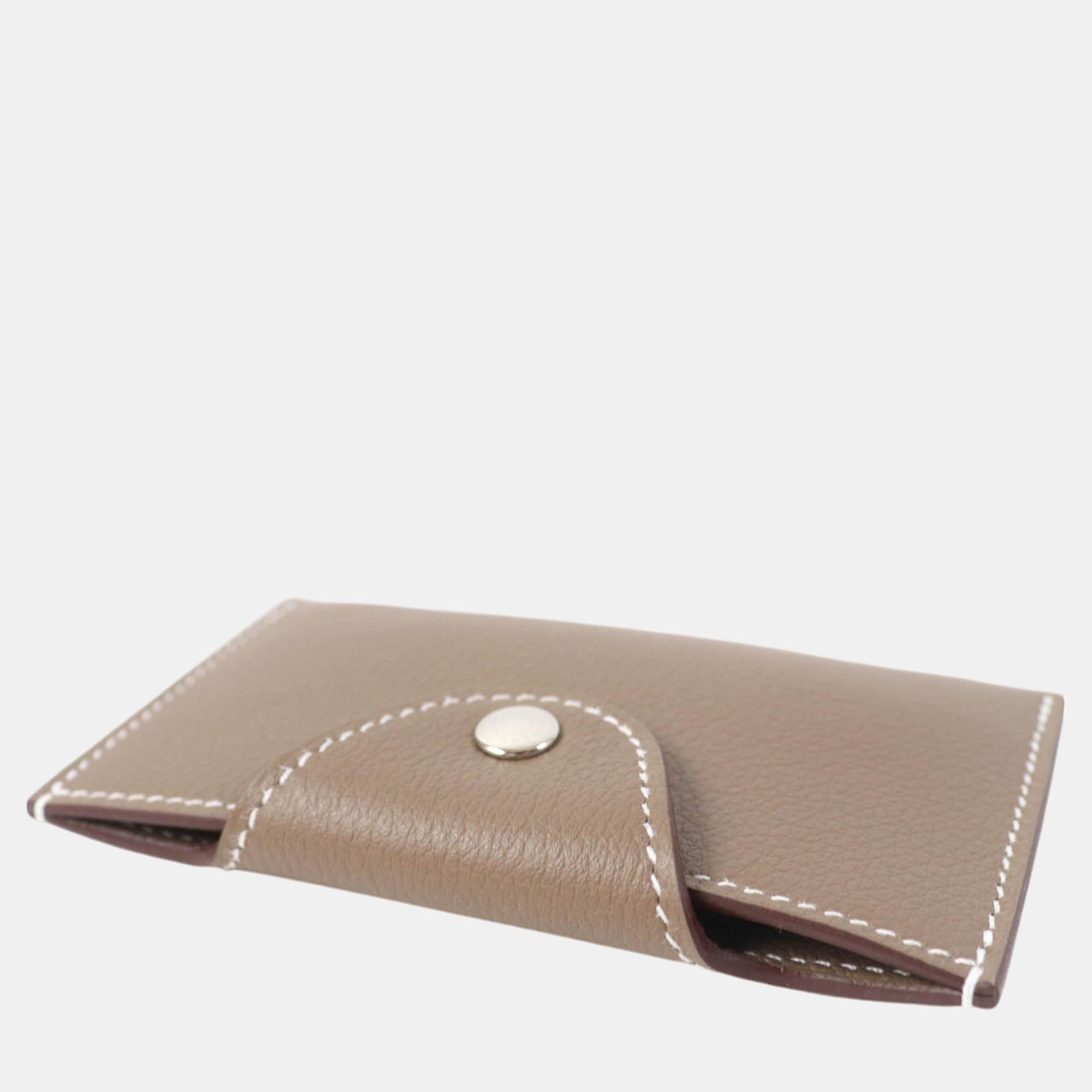 Hermes Evercolor Card Case Etope 2024 Brown Leather