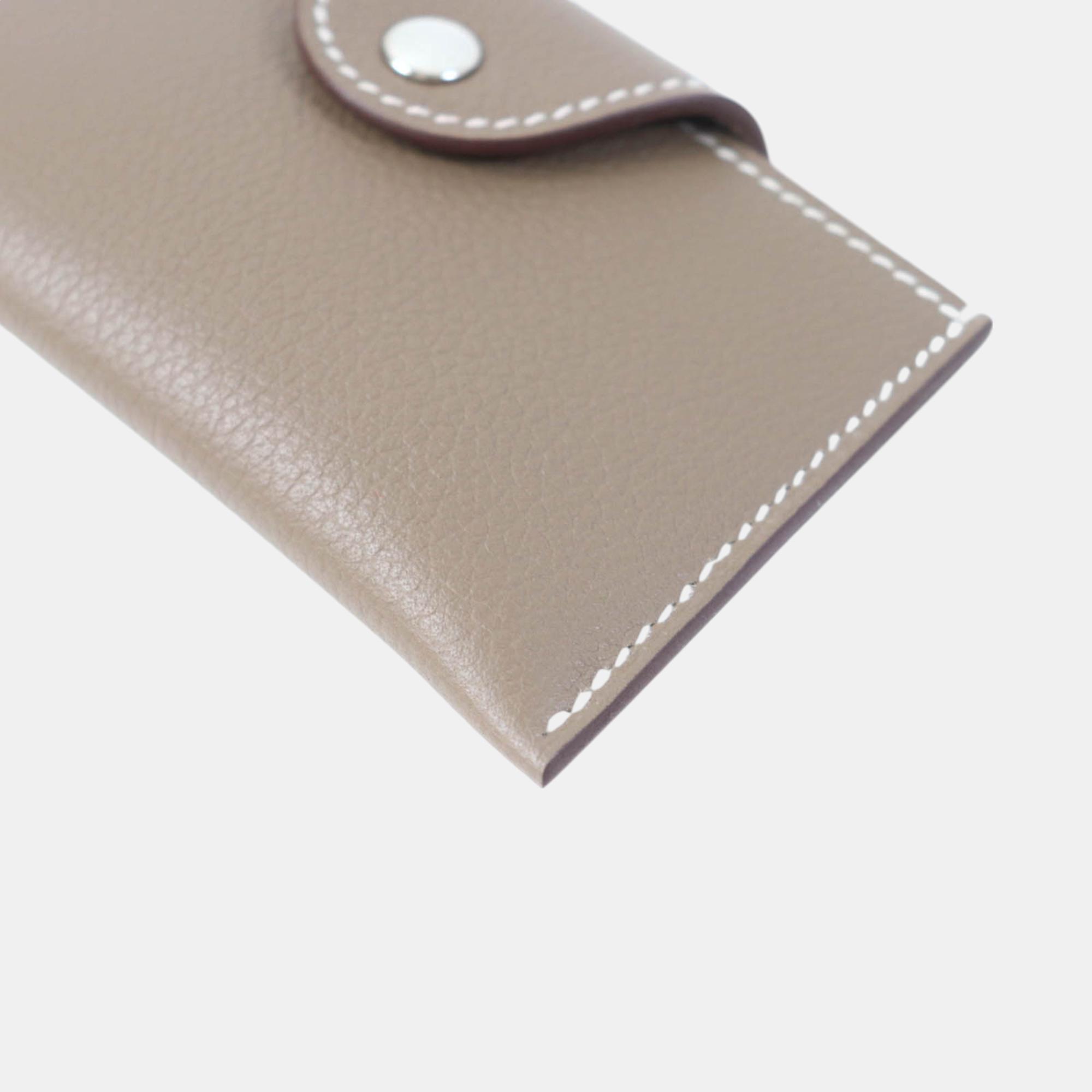 Hermes Evercolor Card Case Etope 2024 Brown Leather