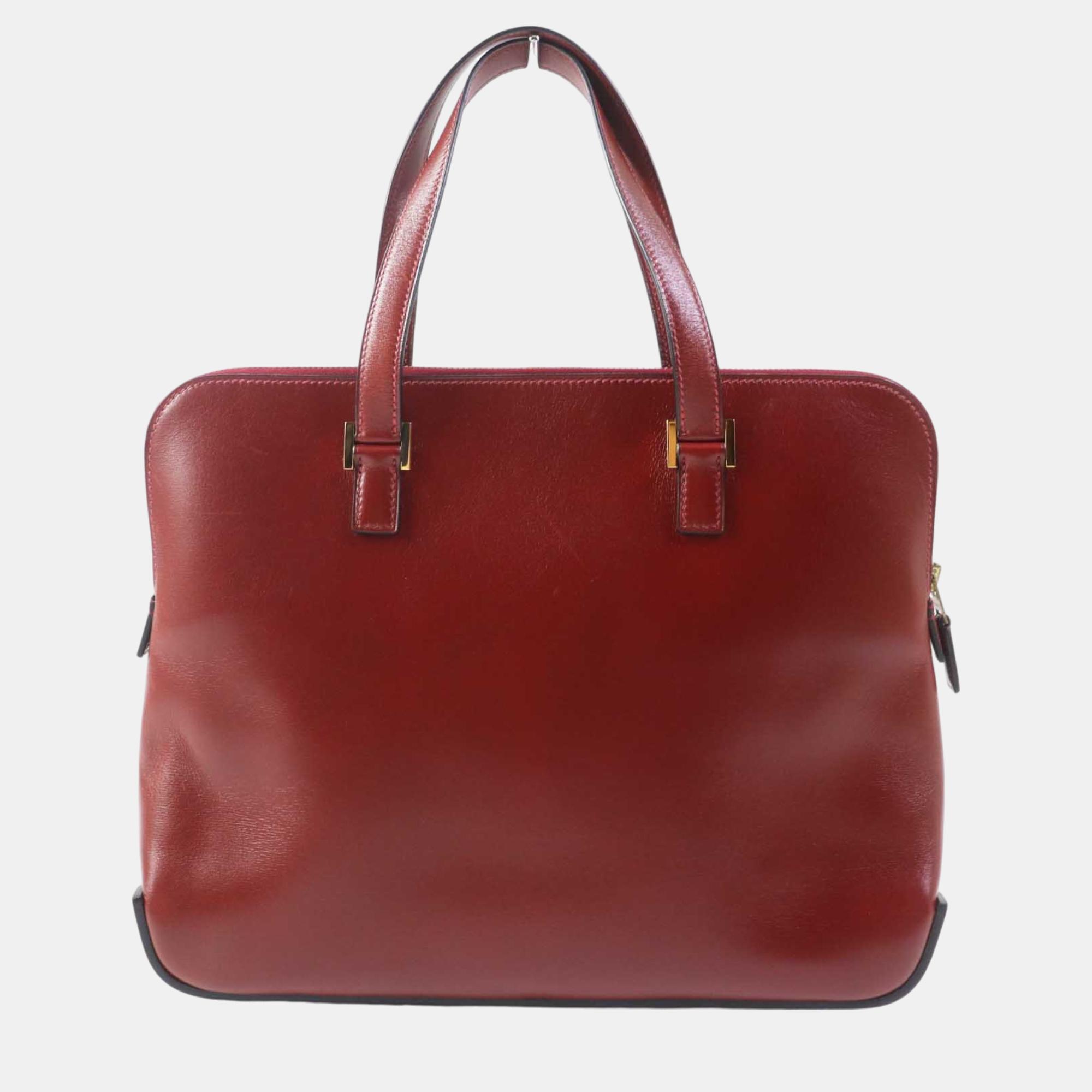 Hermes Escapada Box Calf Tote Bag E2001 Red Leather