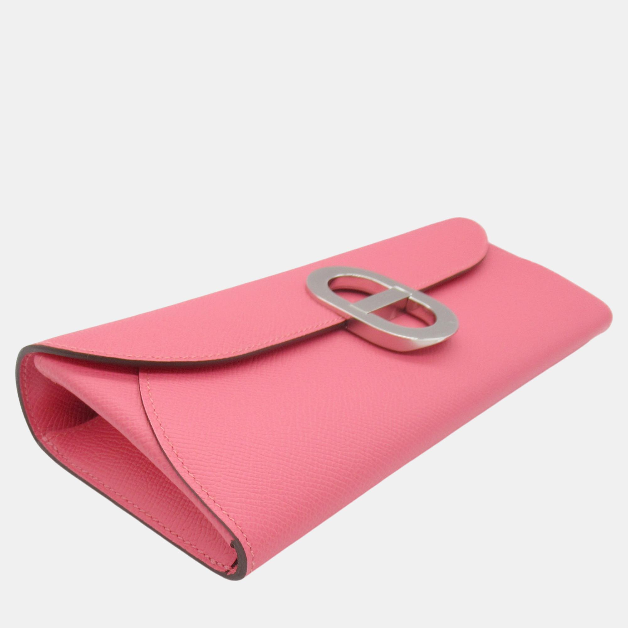 Hermes Cheyne D'Ancre To Go Leather Shoulder Bag Pink Leather