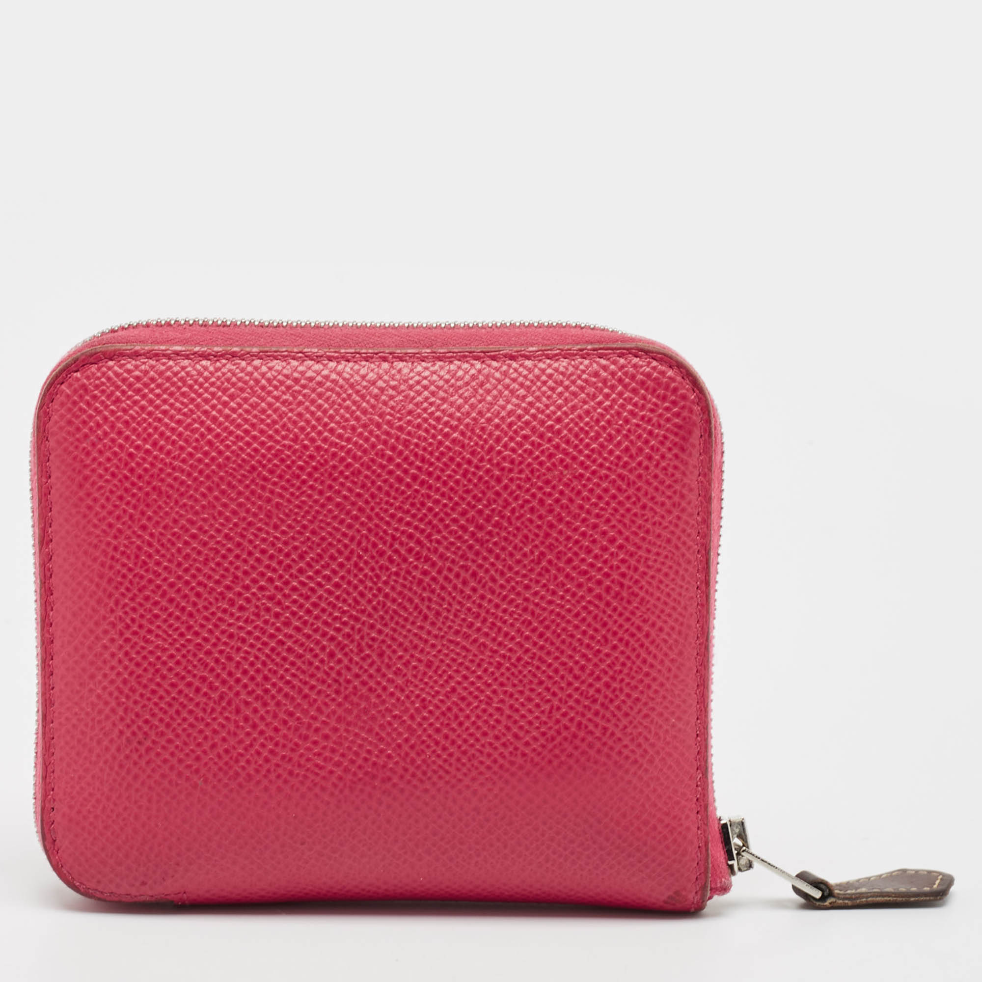 Hermes Rose Extreme Epsom Leather Silk'In Compact Wallet