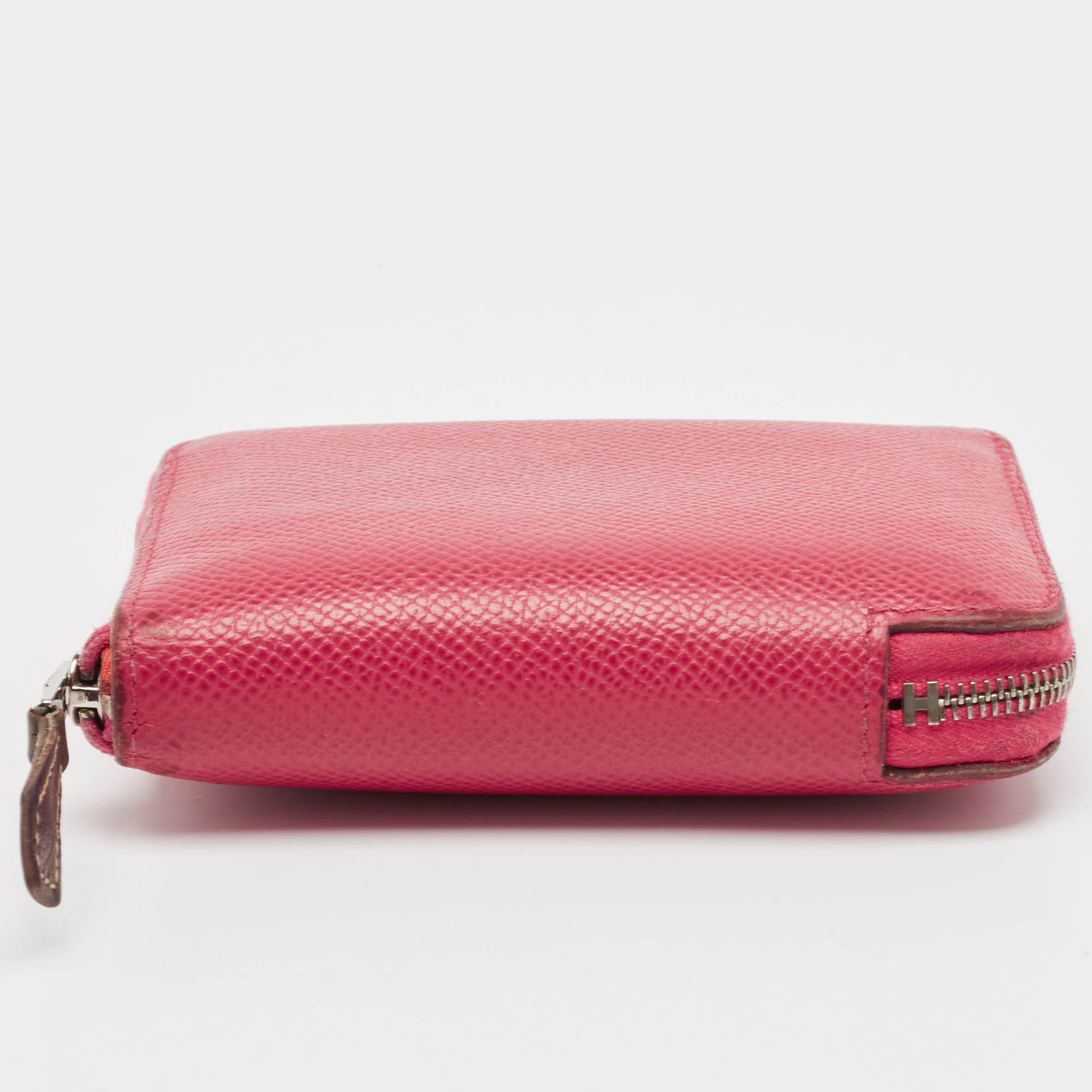 Hermes Rose Extreme Epsom Leather Silk'In Compact Wallet