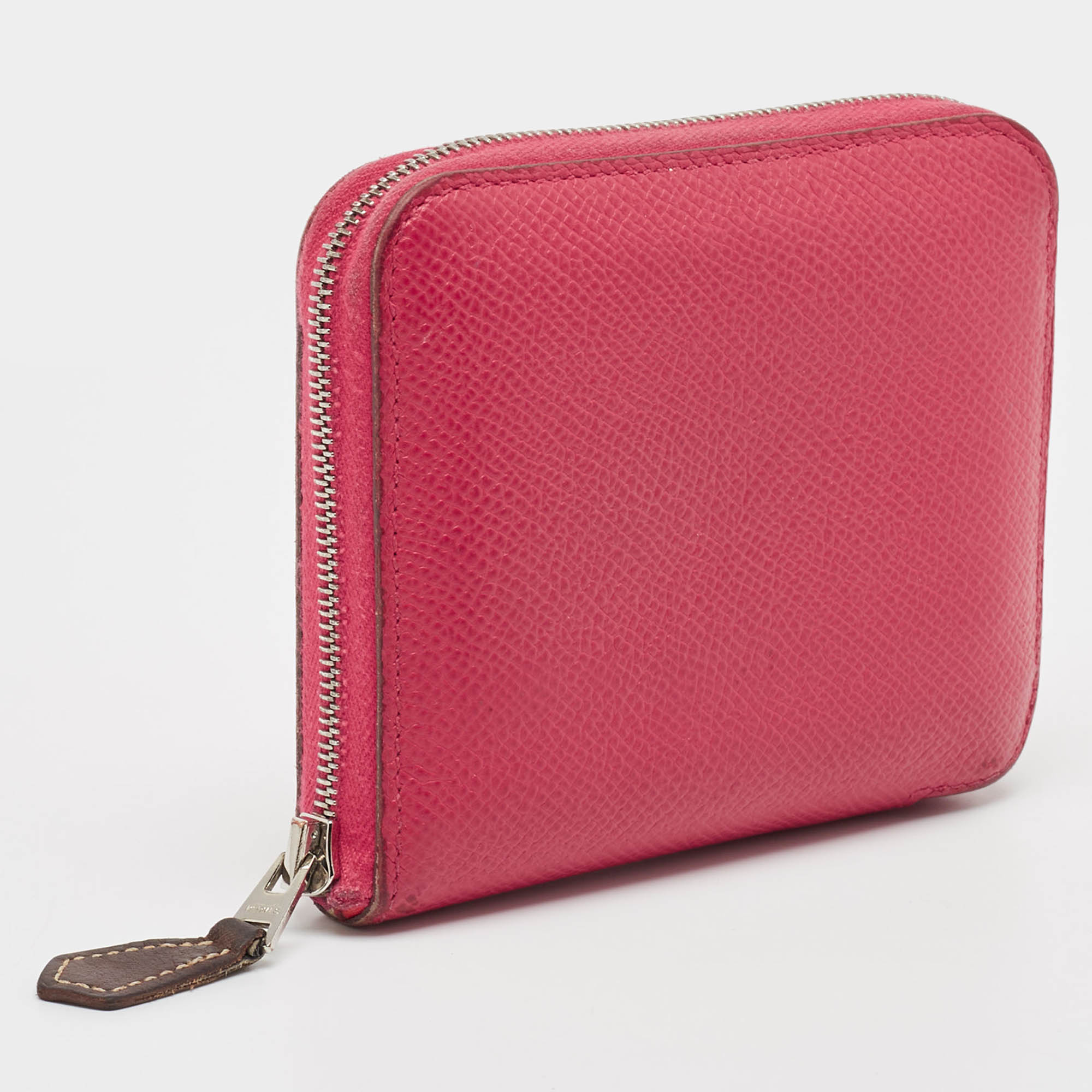 Hermes Rose Extreme Epsom Leather Silk'In Compact Wallet