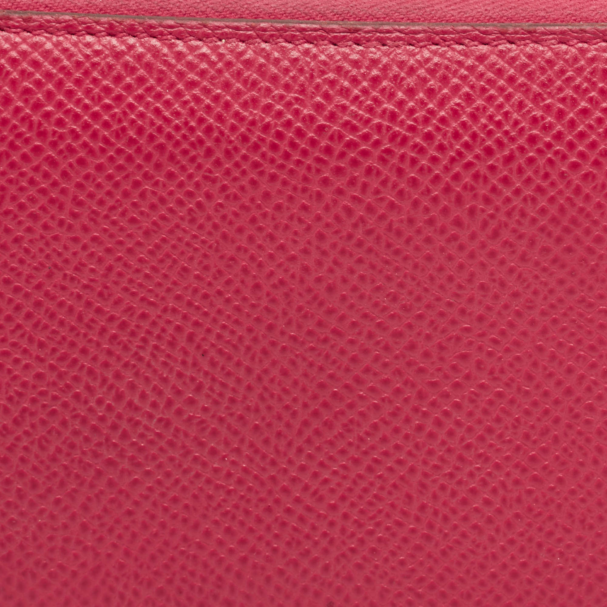 Hermes Rose Extreme Epsom Leather Silk'In Compact Wallet