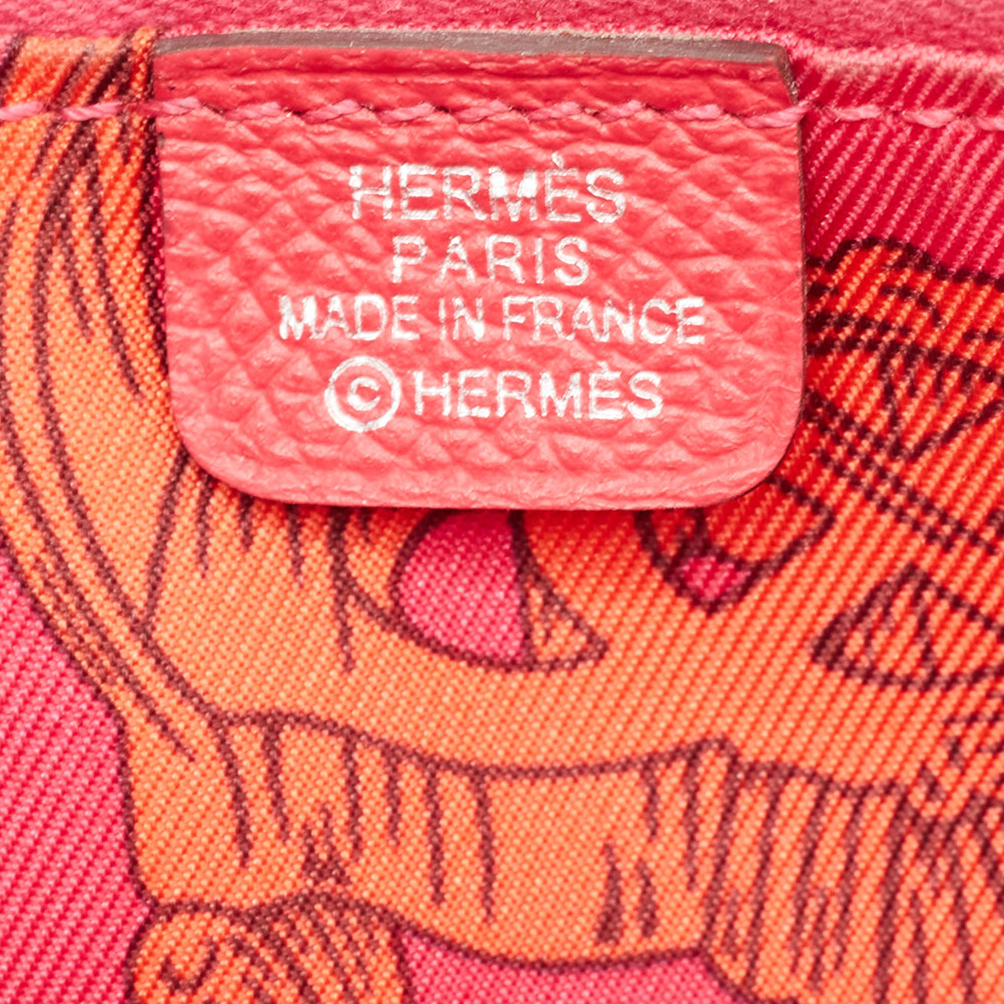 Hermes Rose Extreme Epsom Leather Silk'In Compact Wallet