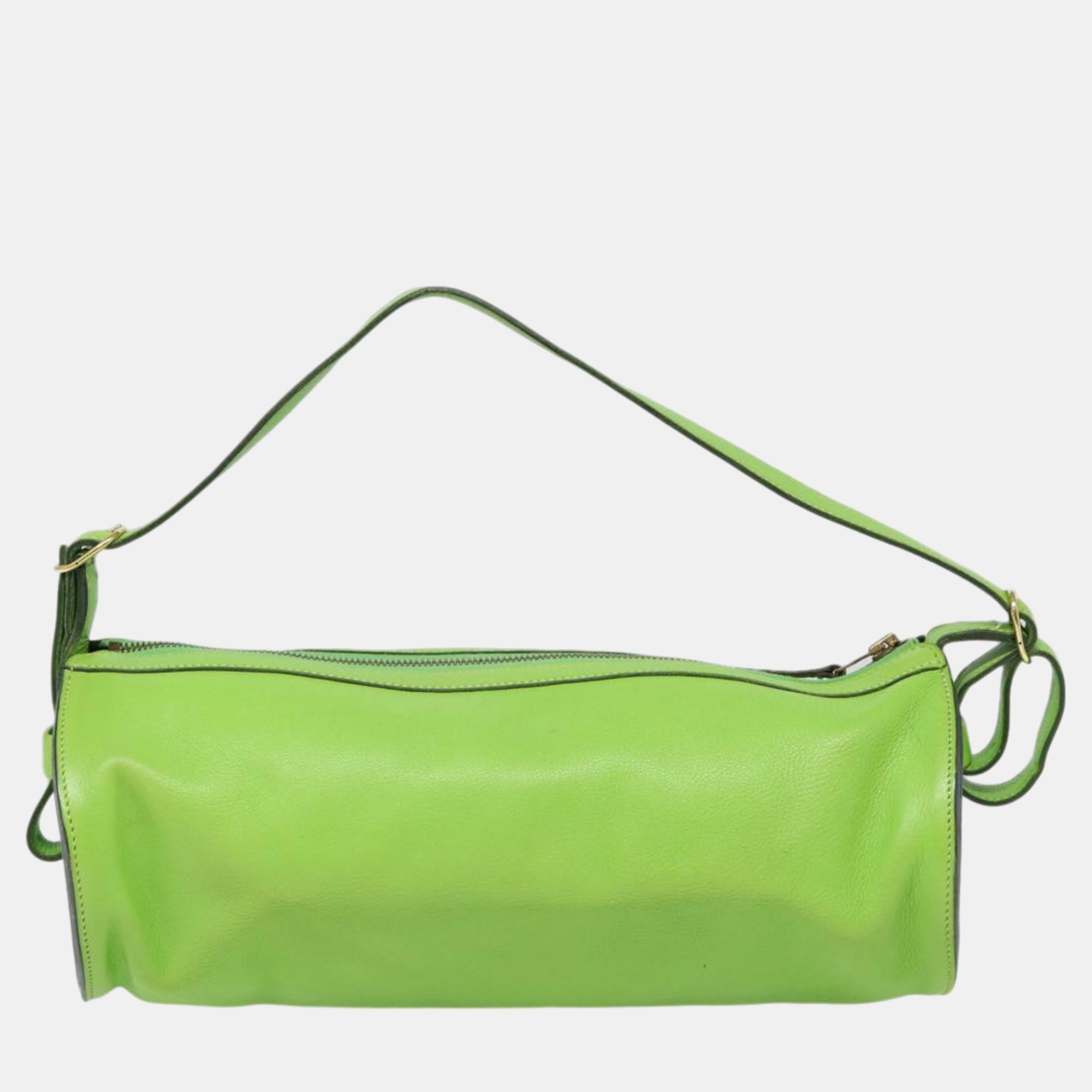 Hermes Green Leather Handbag