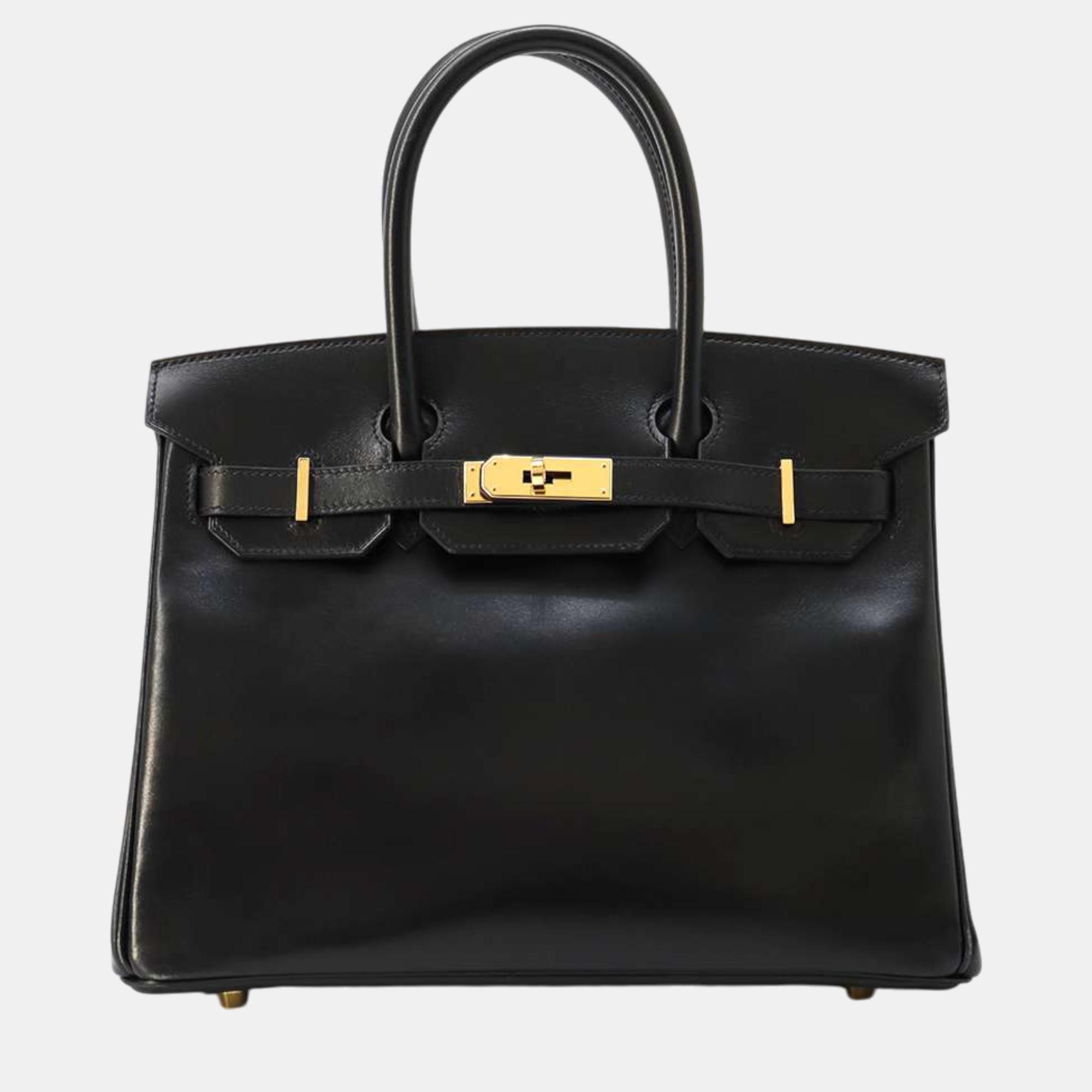 Hermes Birkin Black Box Calf Leather Size 30