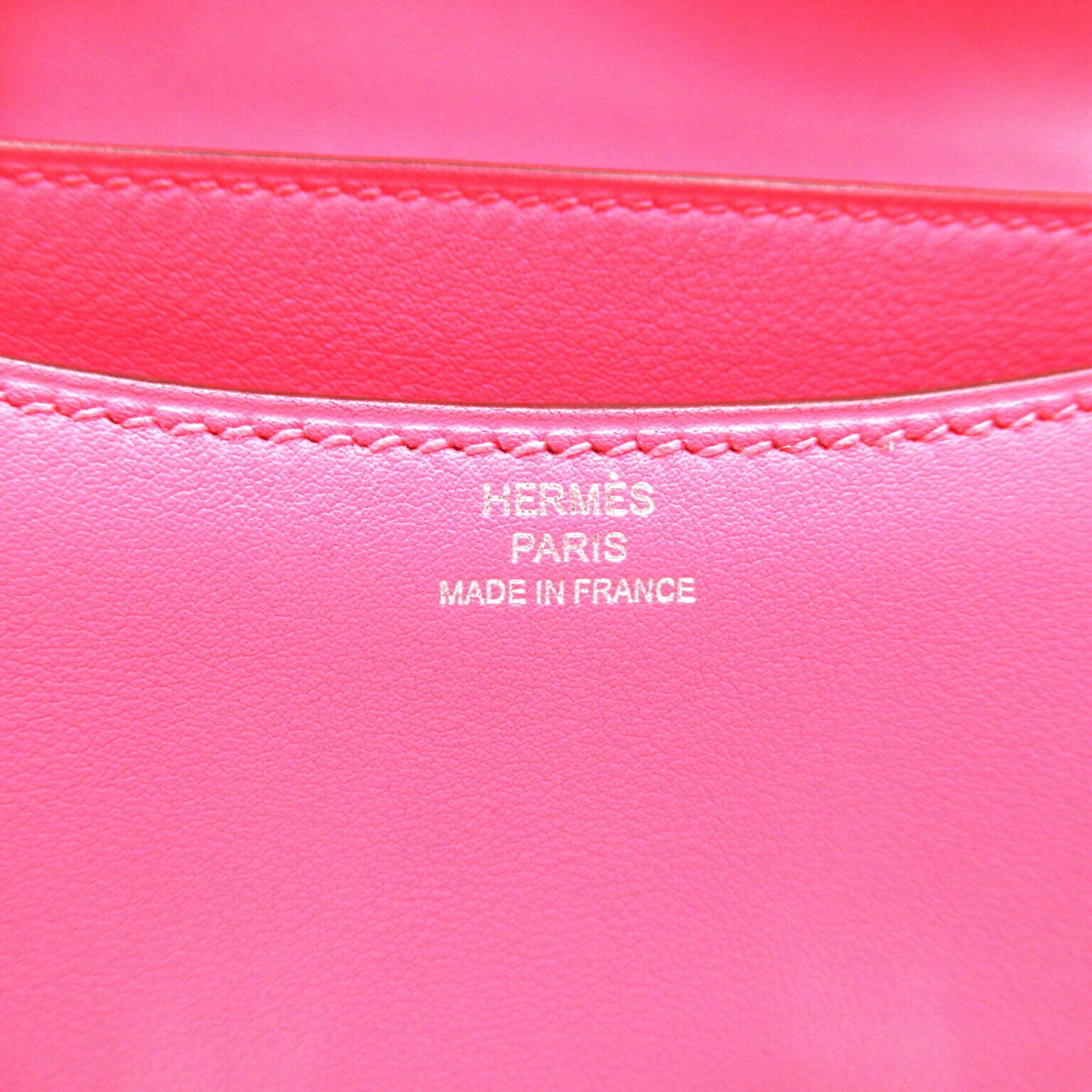 Hermes Pink Calfskin (Cowhide) Swift Leather Constance 18 Shoulder Bag