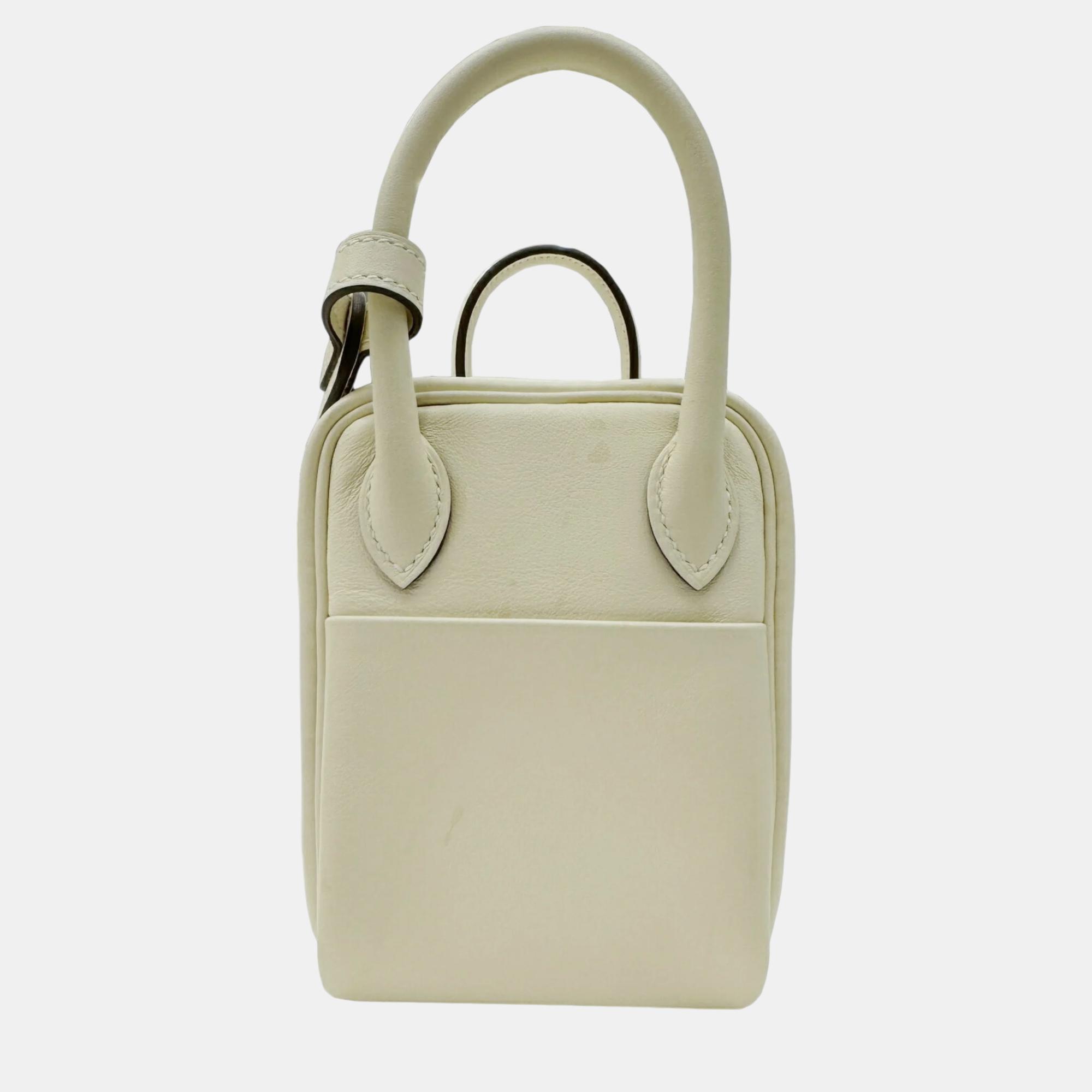 Hermes Ivory Lindy Verso Swift Nata Sesame Mini Bag