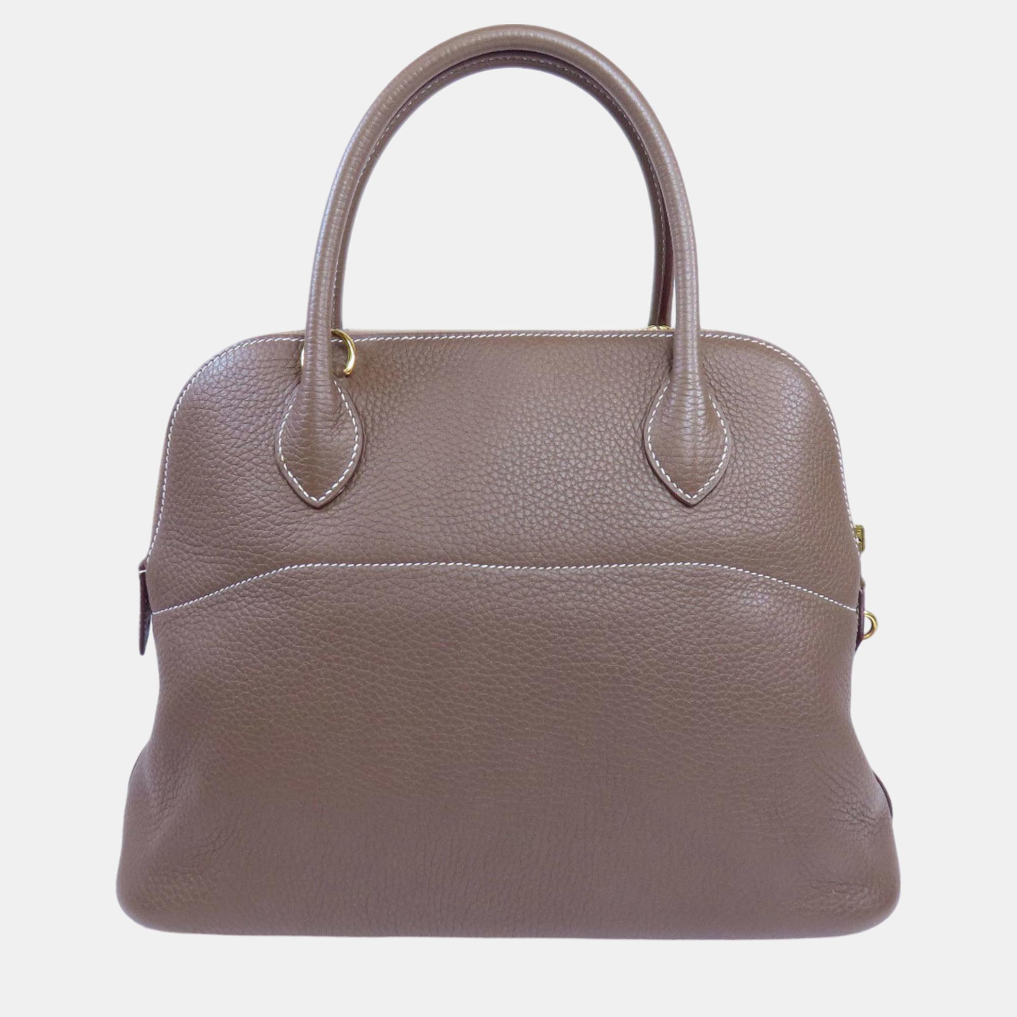 Hermes Taurillon Bolide 31 Etoupe Handbag