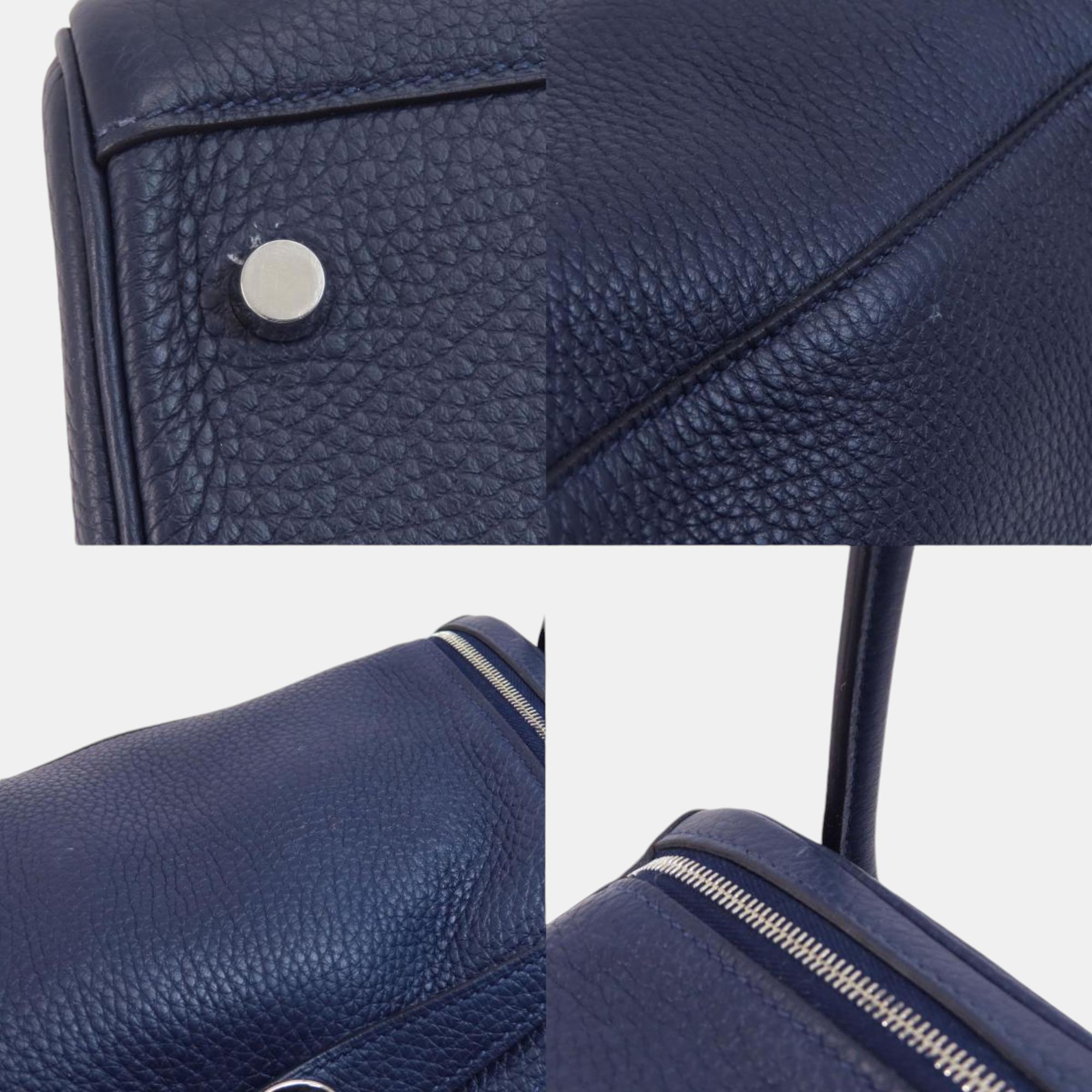 Hermes Taurillon Lindy 26 Blue Nuit Handbag