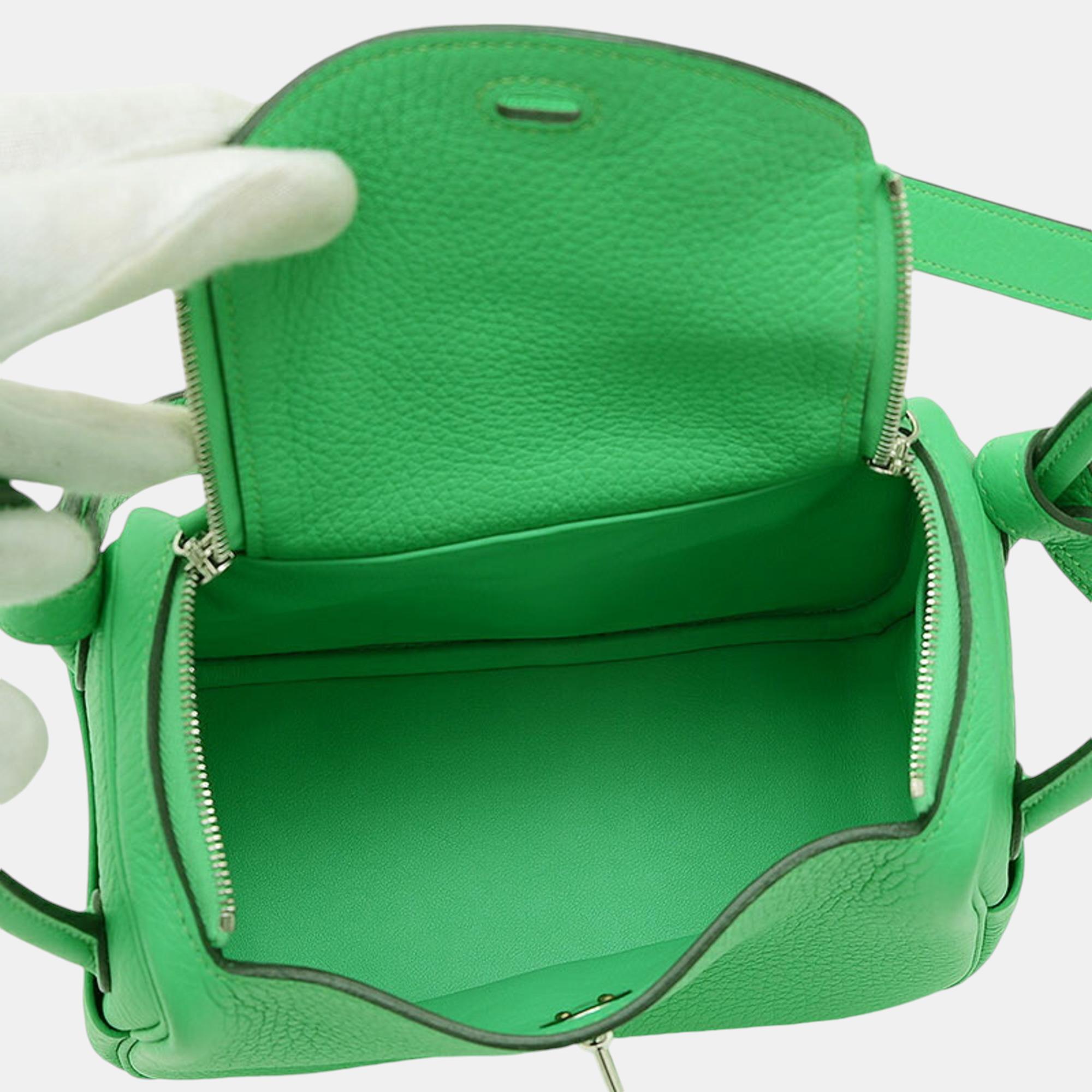 Hermes Vert Comic Taurillon Lindy Shoulder Bag