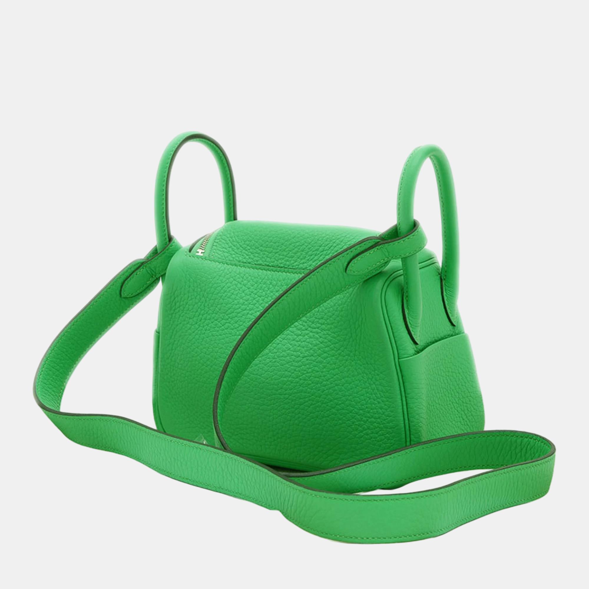 Hermes Vert Comic Taurillon Lindy Shoulder Bag