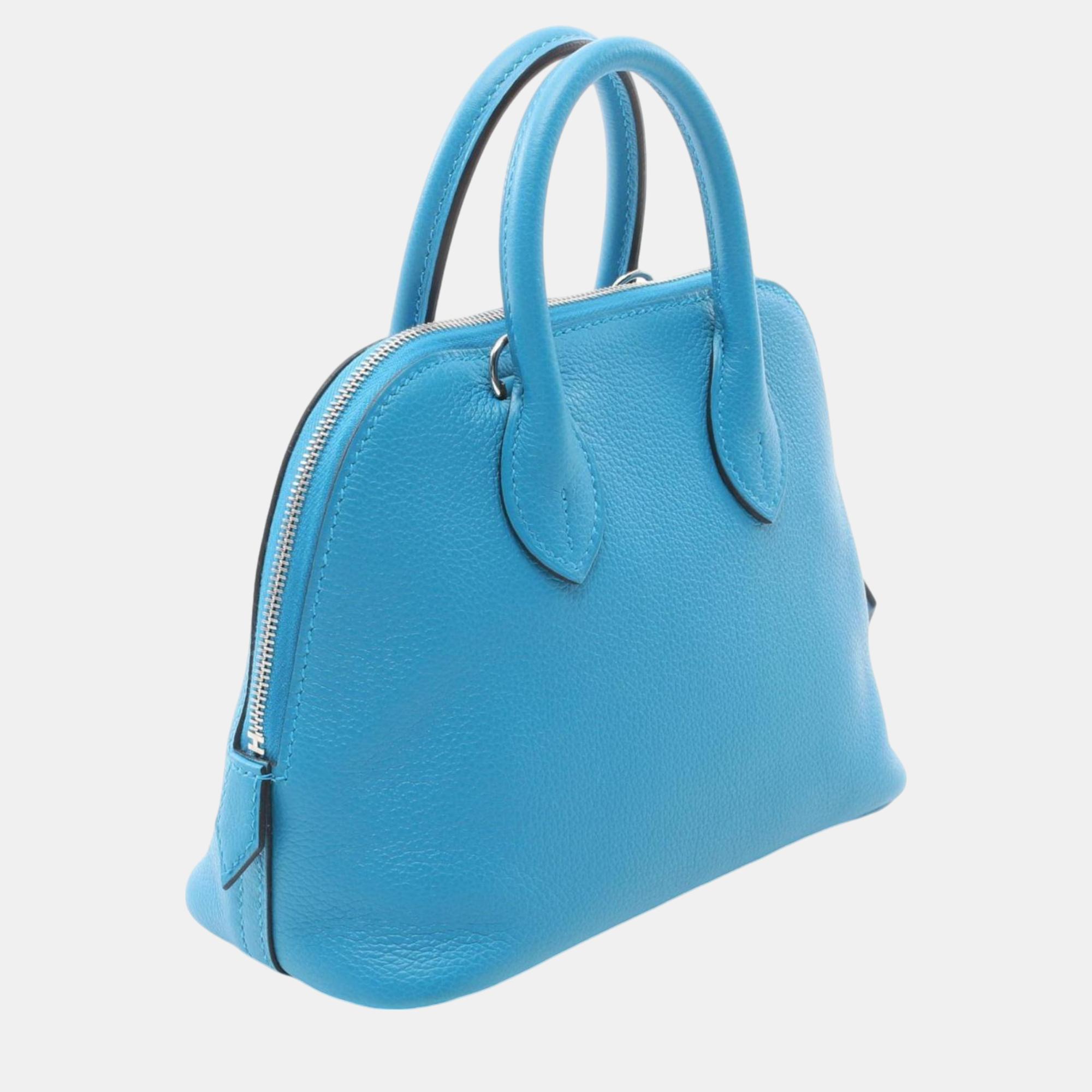 Hermes Blue Zanzibar Evercolor Bolide 18 Handbag