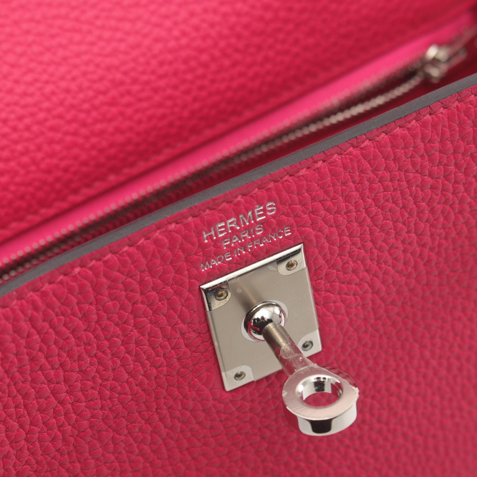 Hermes Kelly 25 Togo Handbag Pink Pink Leather