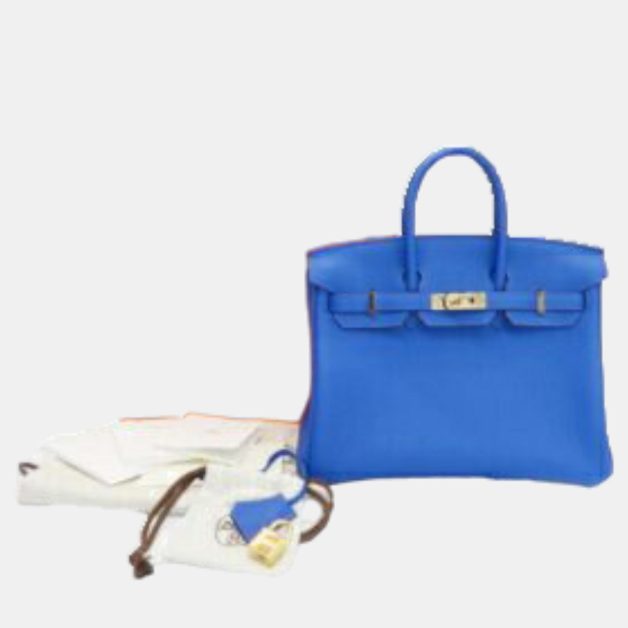 Hermes Birkin 25 Togo Handbag Blue