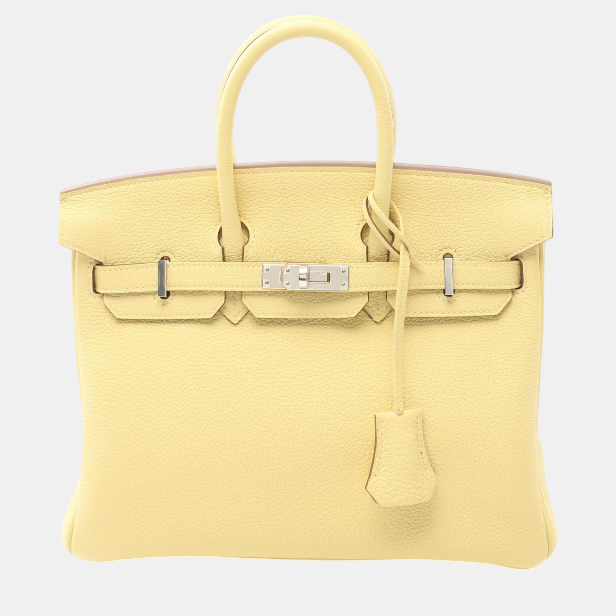 Hermes Birkin 25 Lemoncello Togo Handbag Yellow Leather