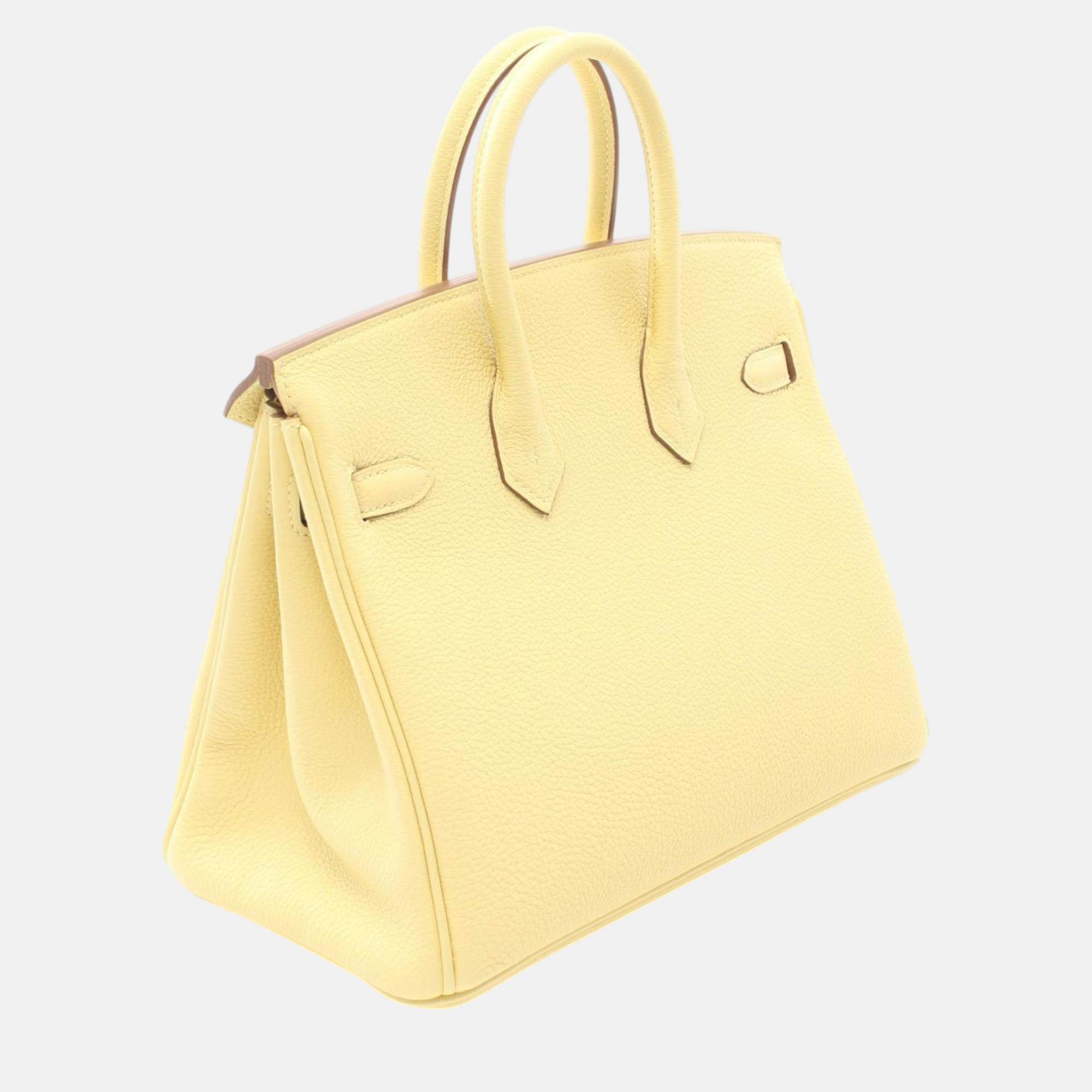 Hermes Birkin 25 Lemoncello Togo Handbag Yellow Leather