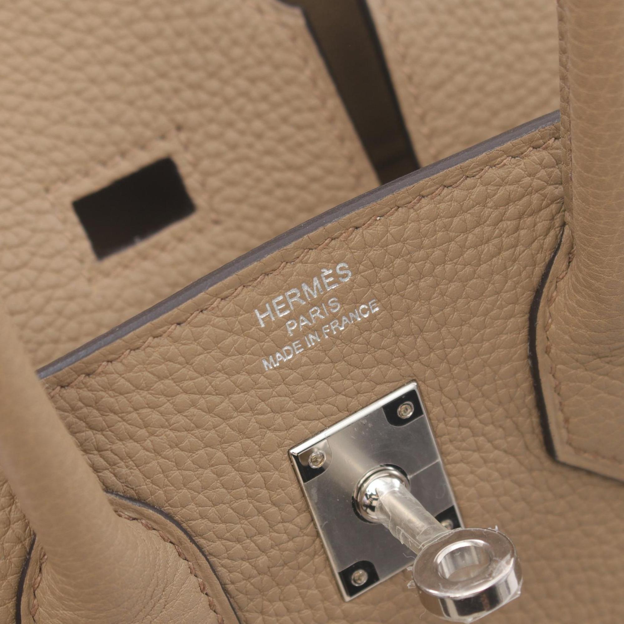 Hermes Birkin 25 Togo Handbag Beige Beige Leather