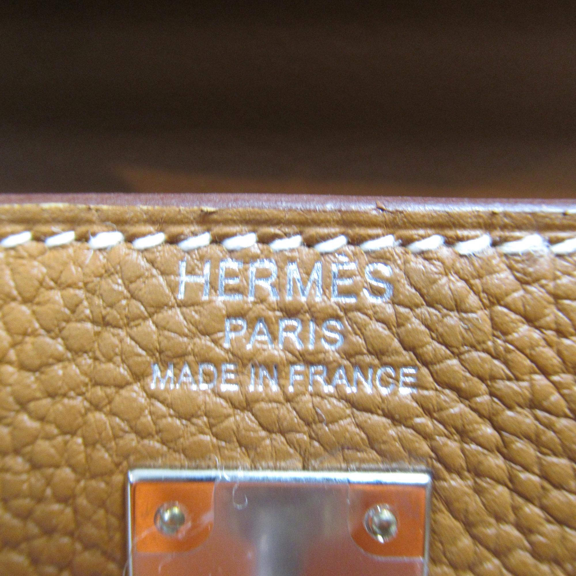 Hermes Kelly 25 Togo Leather Handbag Brown Brown Leather