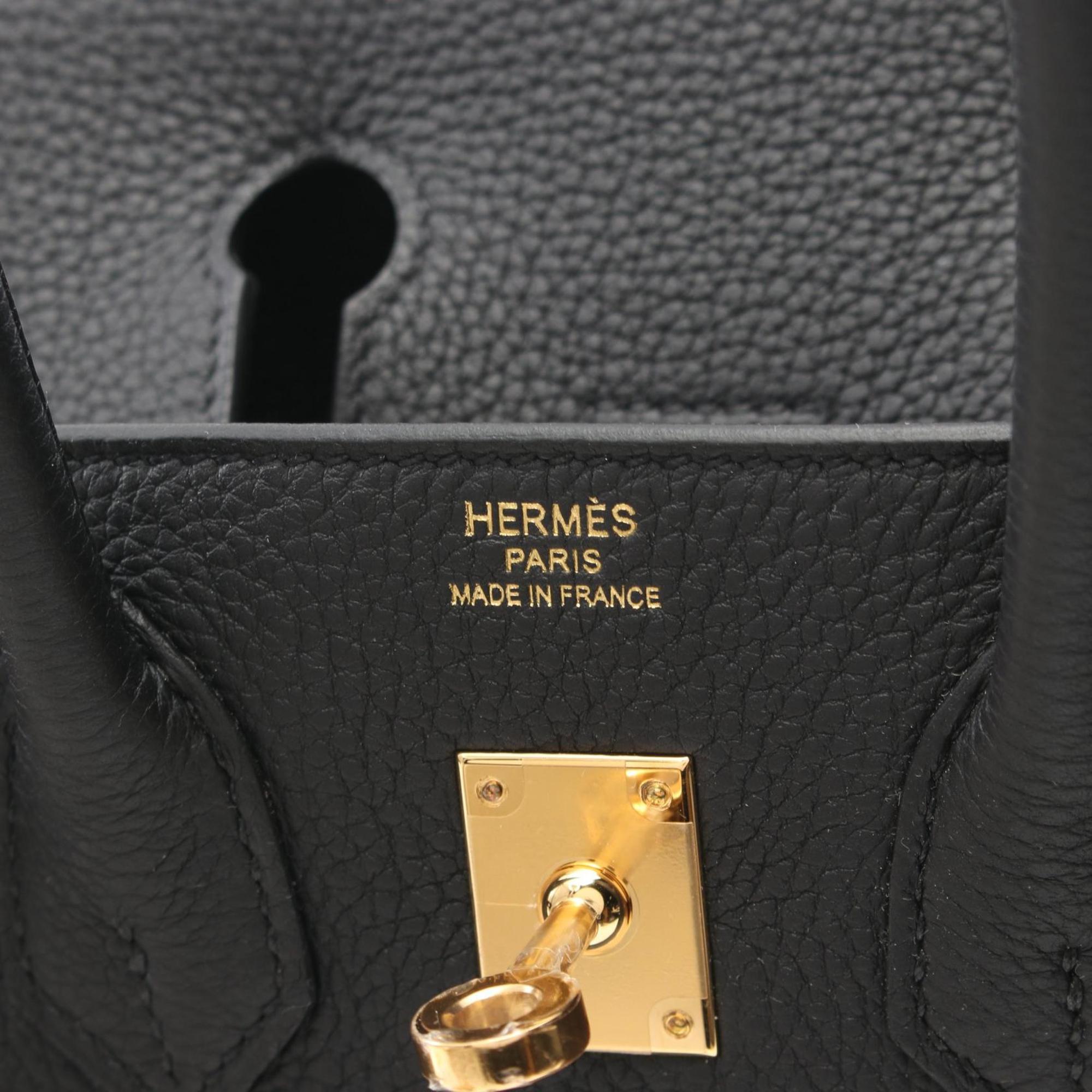 Hermes Birkin 25 Togo Handbag Black Leather