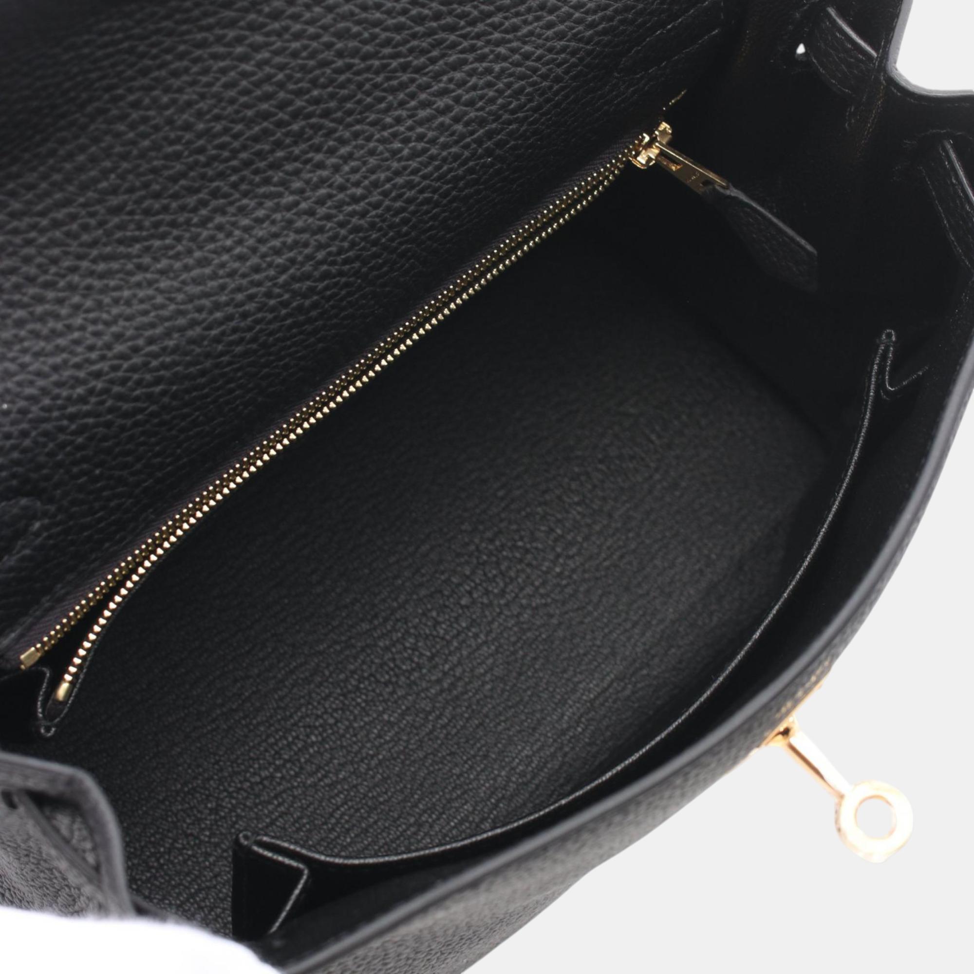 Hermes Kelly 25 Togo Handbag Black Leather