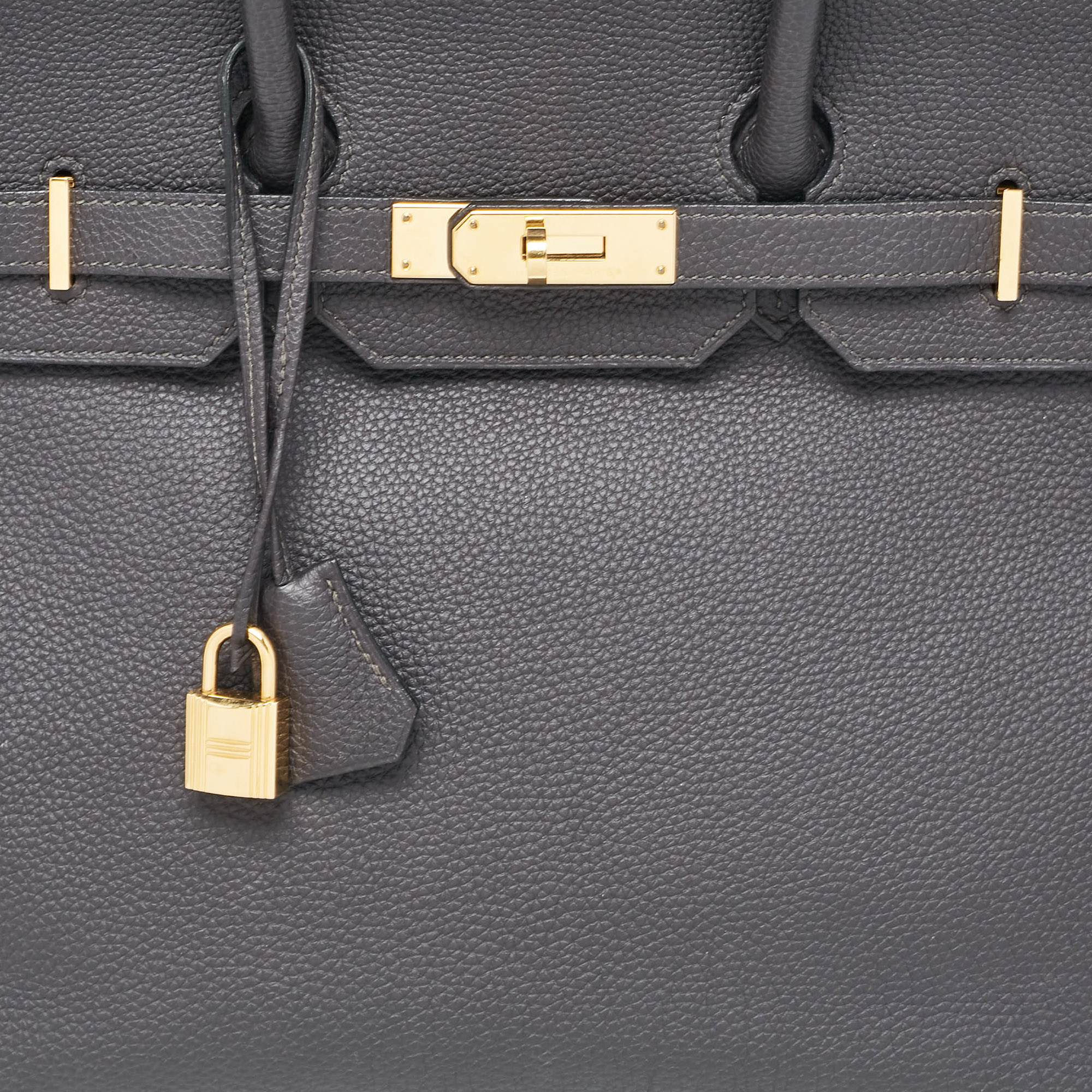 Hermes Graphite Togo Leather Gold Finish Birkin 35 Bag