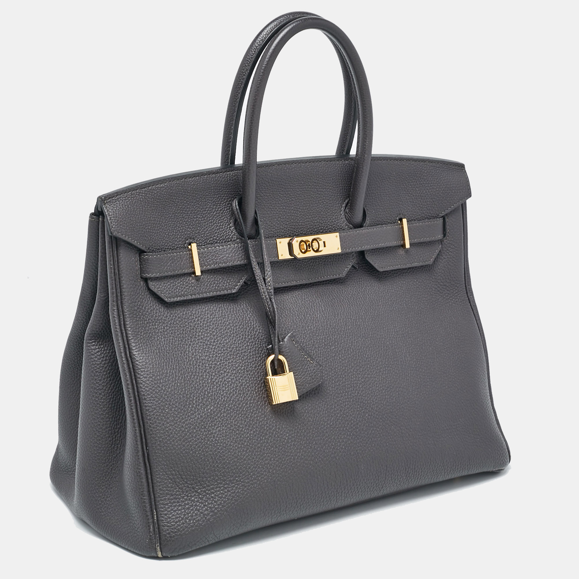 Hermes Graphite Togo Leather Gold Finish Birkin 35 Bag