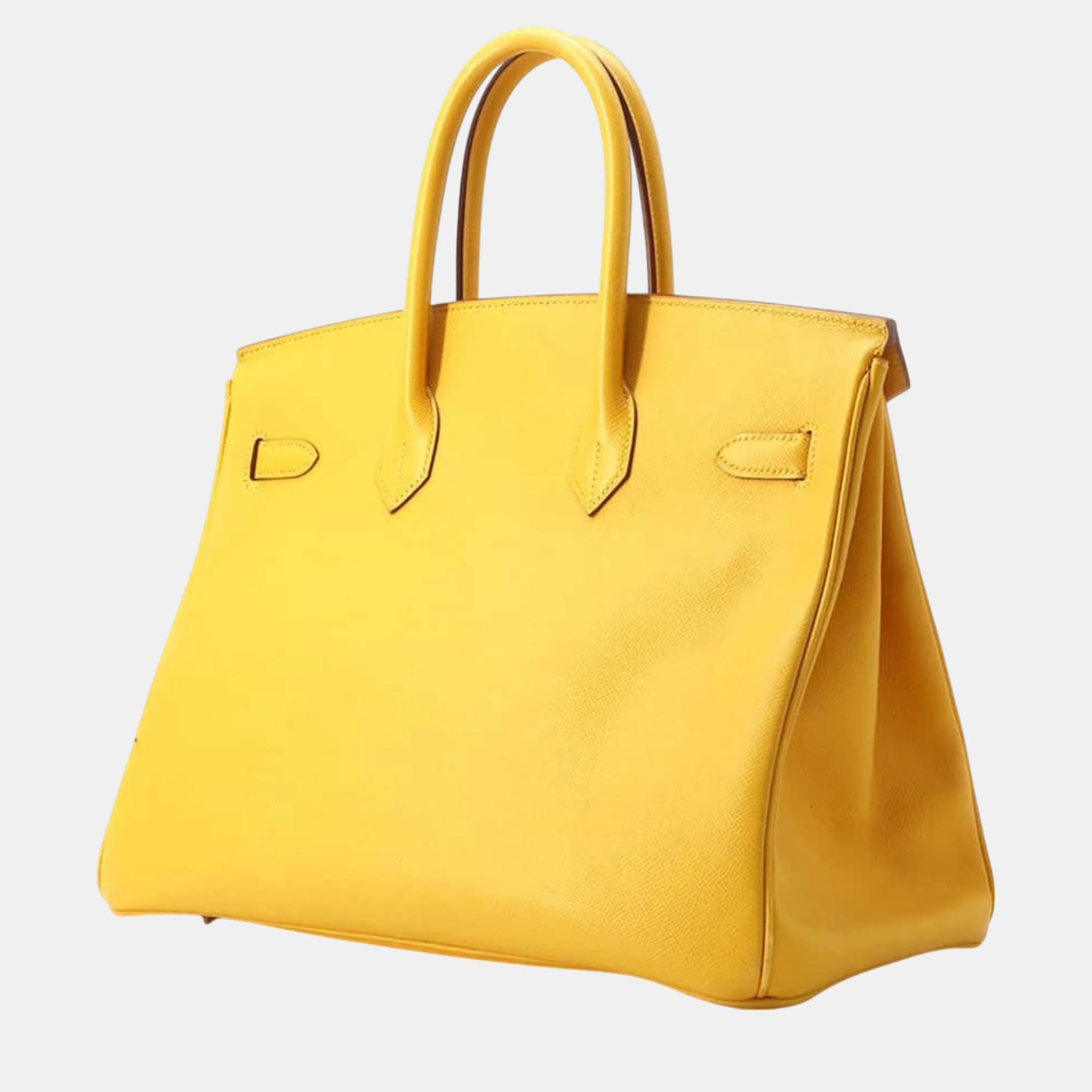 Hermes Yellow Cushvel Birkin 35 Handbag