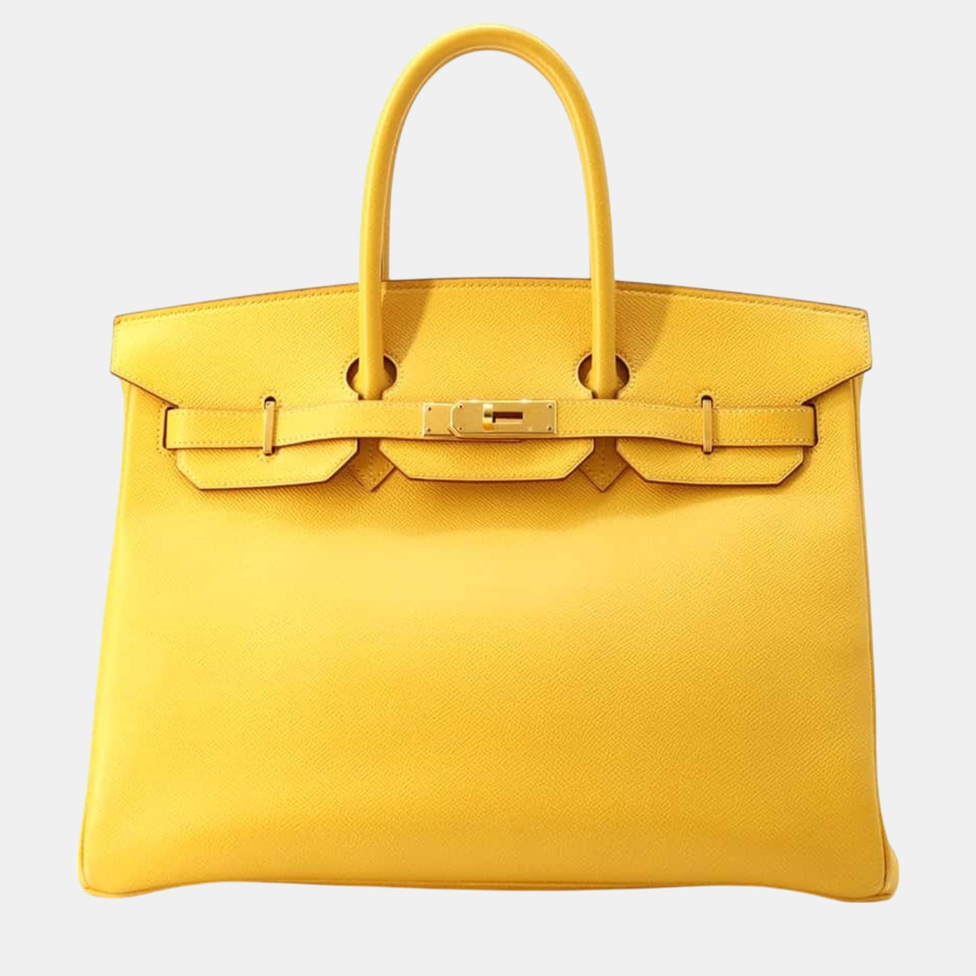 Hermes Yellow Cushvel Birkin 35 Handbag