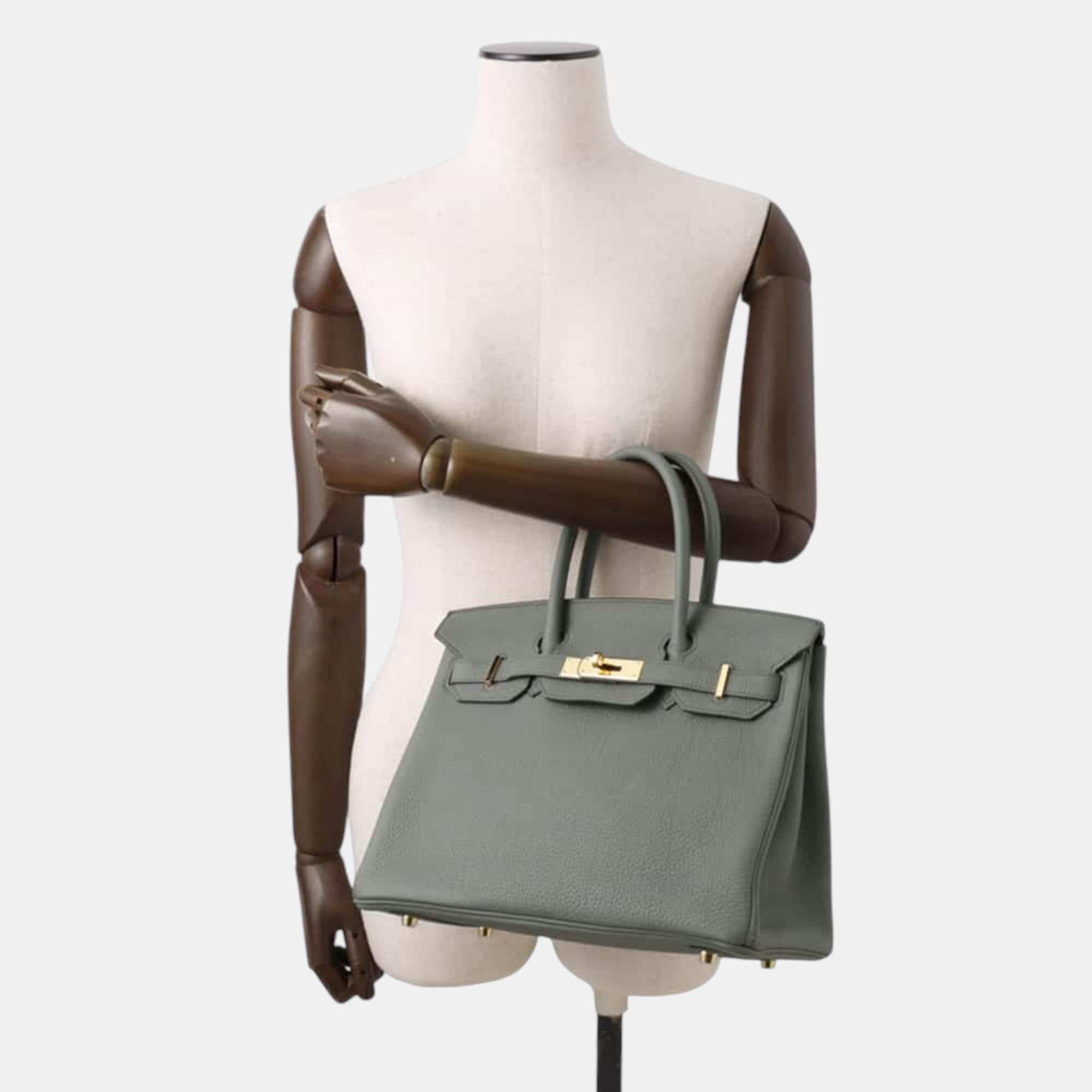 Hermes Vert Amand Togo Leather Birkin Bag Size 30