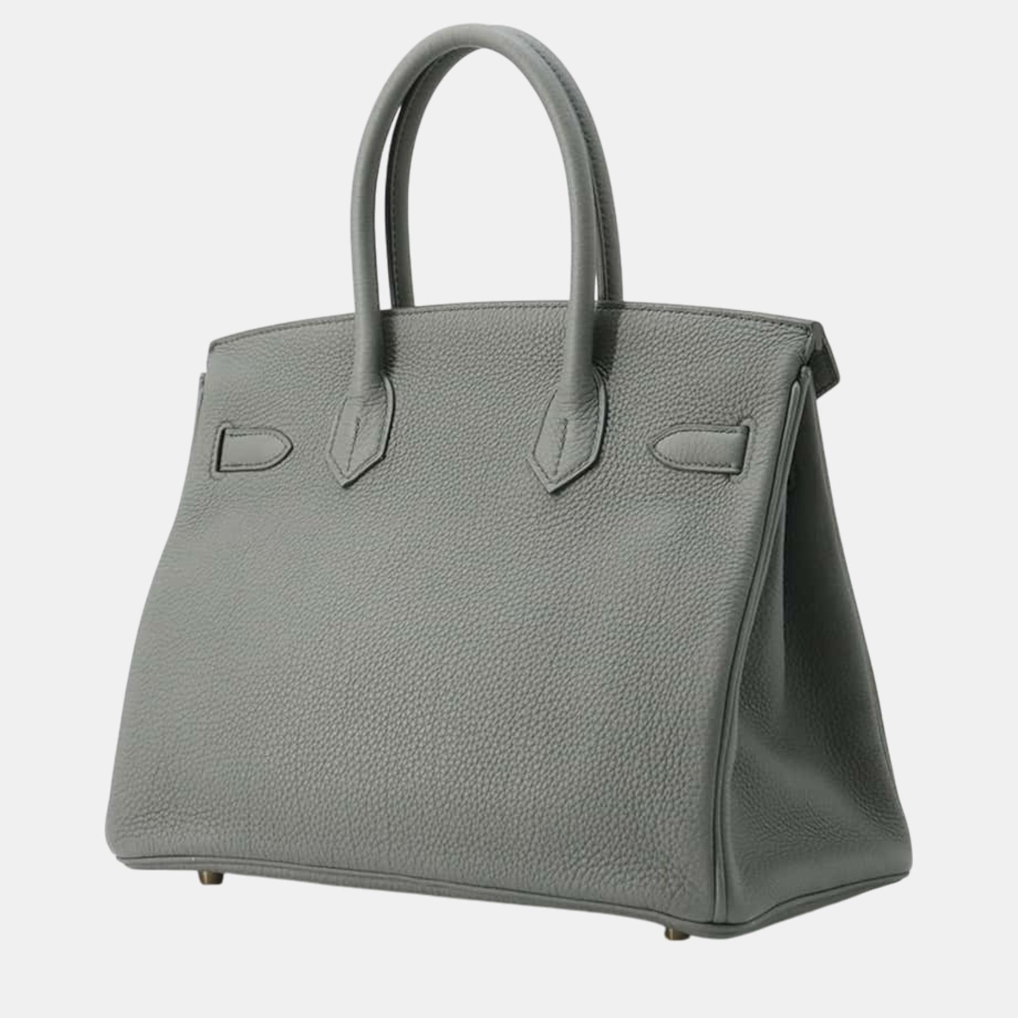 Hermes Vert Amand Togo Leather Birkin Bag Size 30