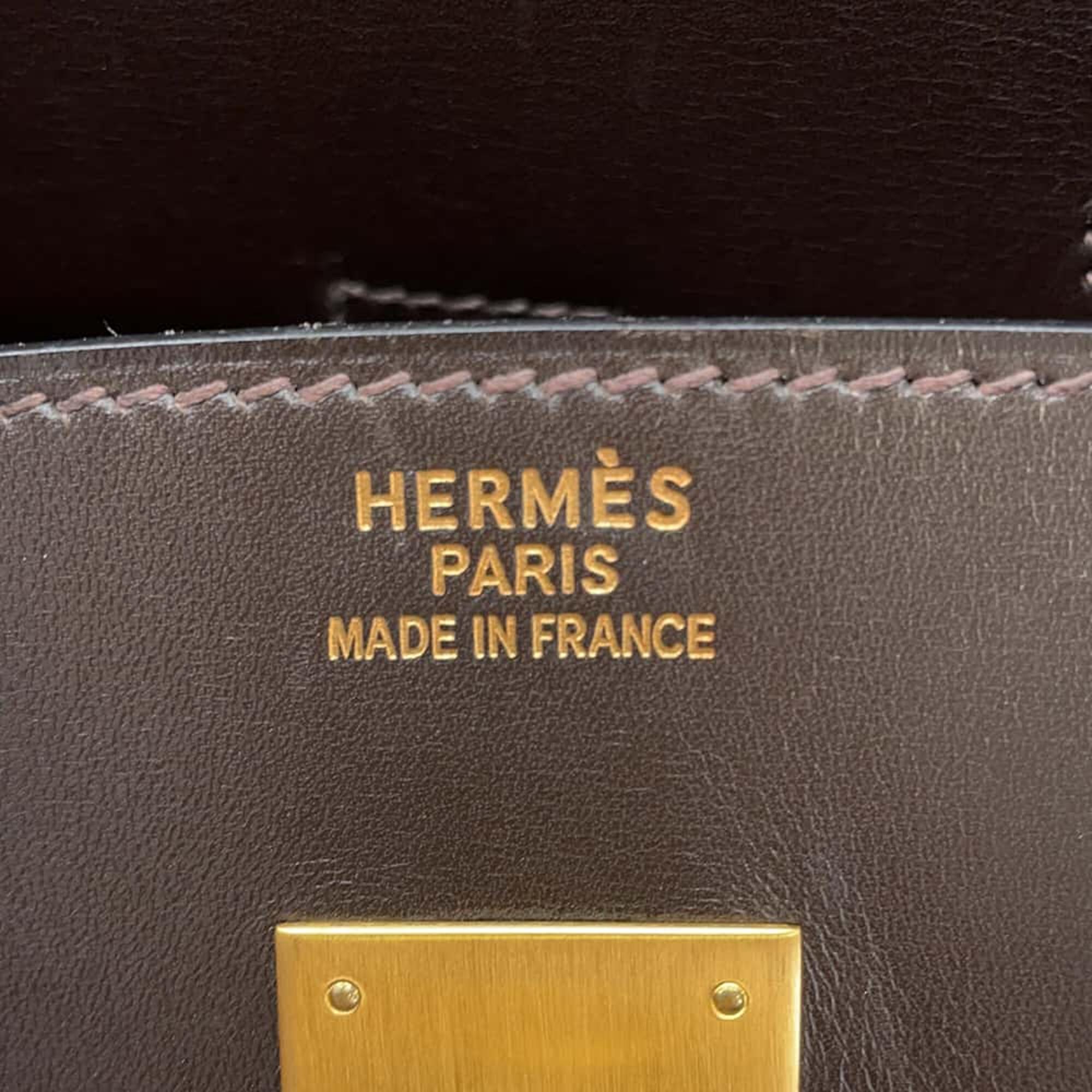 Hermes Vibrato Ebene Box Calf Leather Vibrato Birkin Bag Size 35