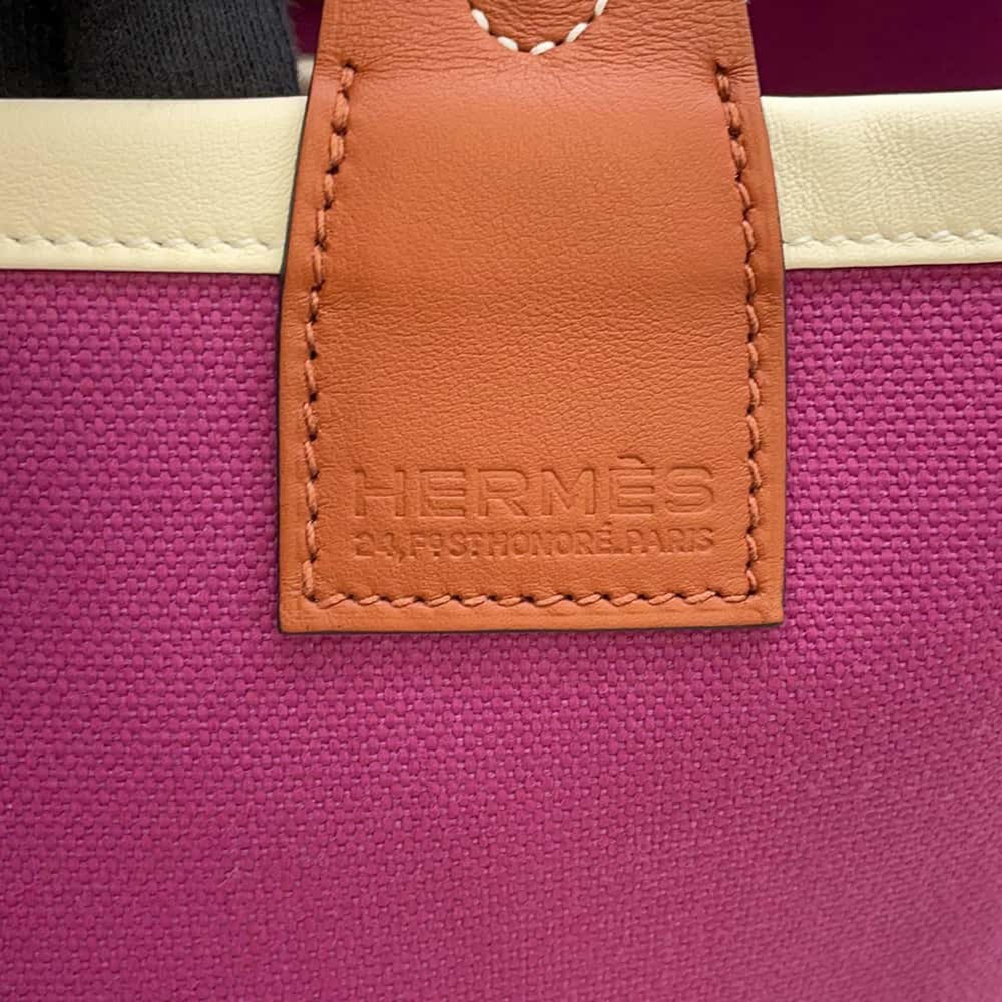 Hermes Steeple Rose Purple/Cuivre Toile Military Swift Leather Size 25